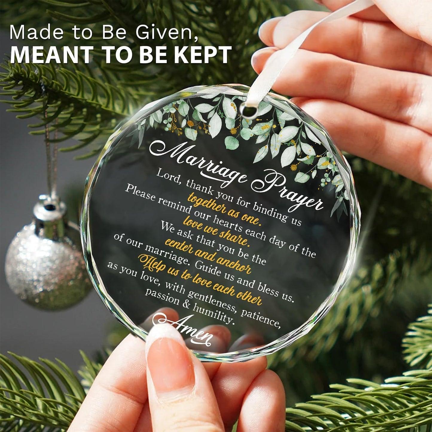 ZAGKOO Christian Wedding Gifts for Couple 2025 - Marriage Prayer Religious Wedding Gift for Newlyweds, Married Couples Anniversary, Bride, Groom - Mr & Mrs Decor, Bridal Shower Gift - Glass Ornament