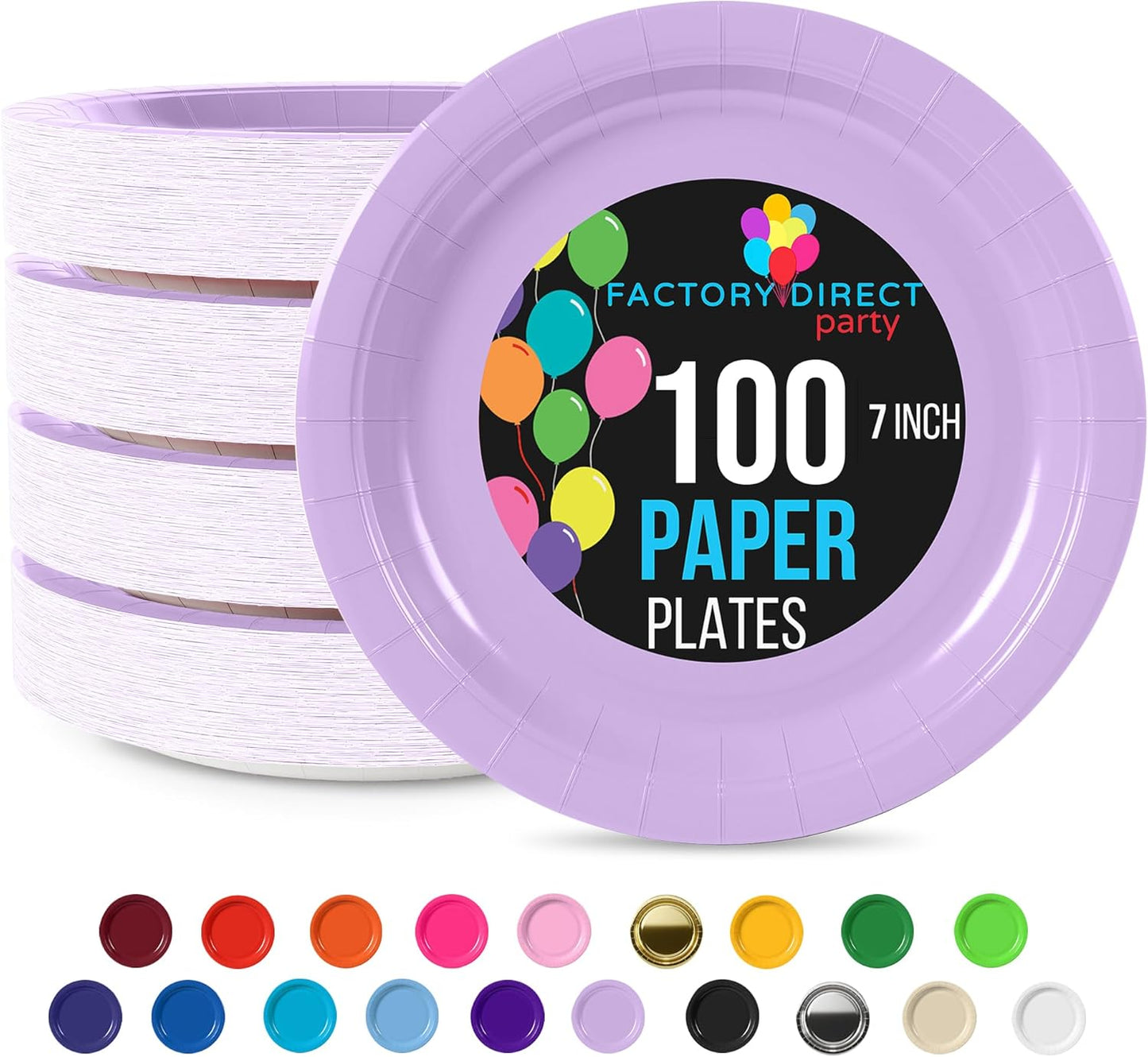 Exquisite Lavender Paper Plates Disposable Heavy Duty 7 Inch Lavender Disposable Plates For Party 100 Pcs Heavy Duty Paper Plate 350 GSM, Birthday Party Supplies Plate Set