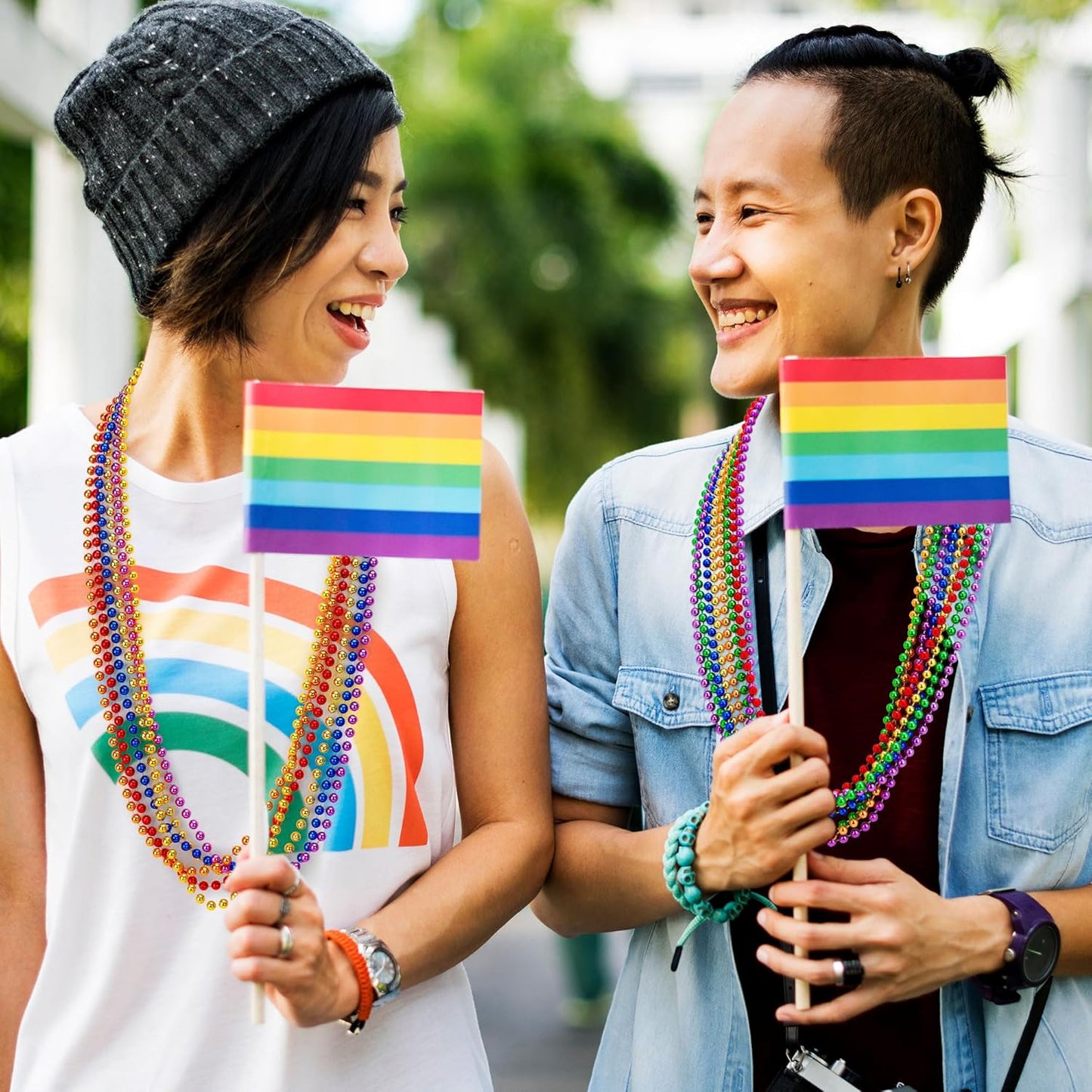 200 PCS Pride Bead Necklace, 33" Rainbow LGBT Party Supplies, Colorful Pride Beads 6 Colors Pride Parade Decorations LGBTQ Accessories Gay Lesbian Party Supplies Pride Month Stuff