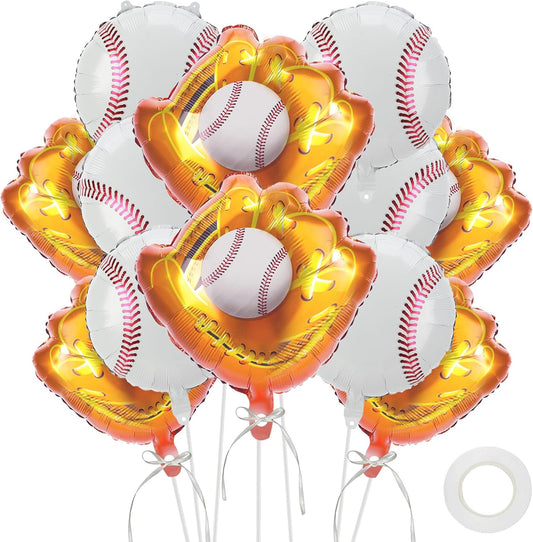 12 PCS 18 Inch Baseball Balloons Foil Party Favors Baseball Lover Theme Sports Glove Giant Balloons Birthday Party Decorations Christmas Mylar Helium Aluminum Balloon Baby Shower Gender Reveal