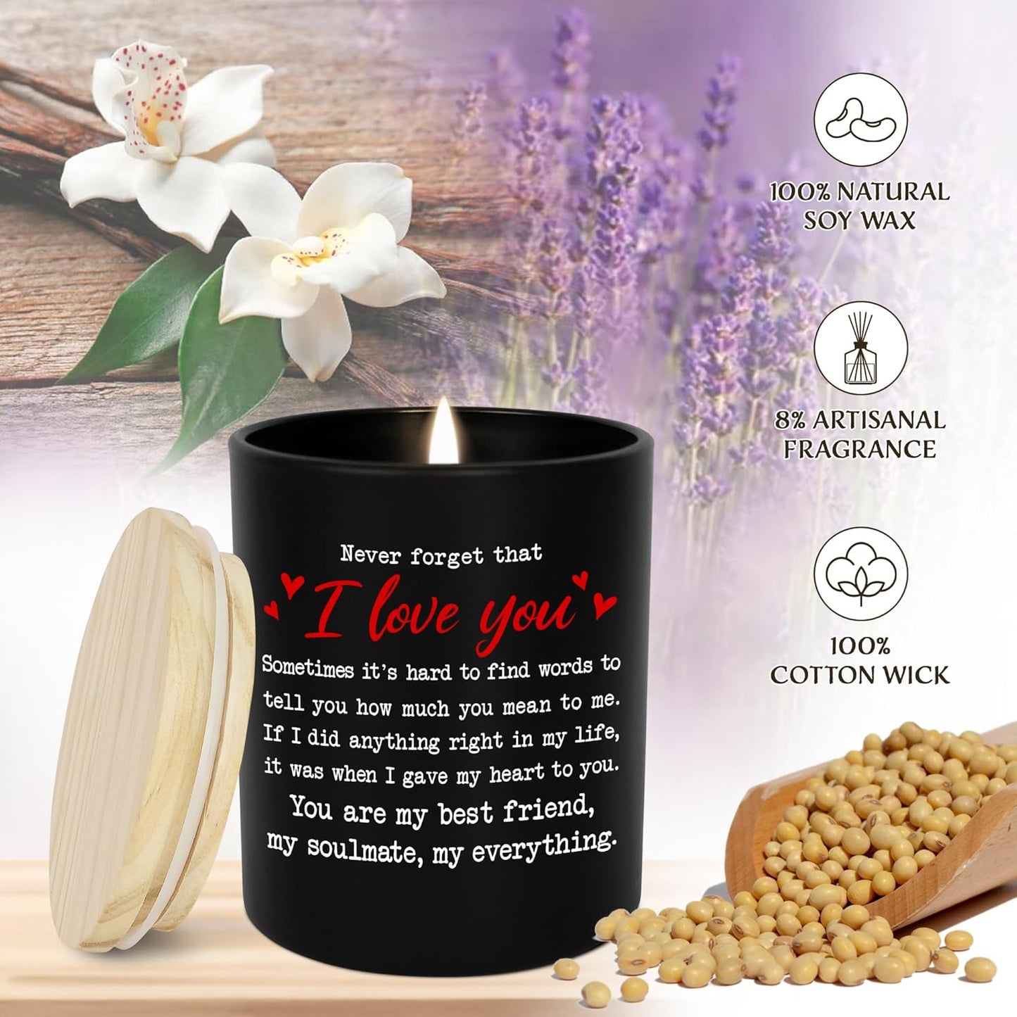 TEEZWONDER Christmas Anniversary Wedding Gifts for Couple - Long Lasting Vanilla Lavender Candle 10 oz - Romantic Gifts for Him Her, Wedding Gift for Women Men, Boyfriend Husband Birthday Gift Ideas