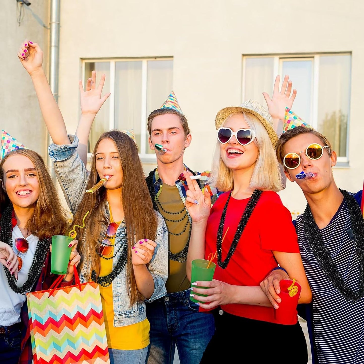 24PCS Black Bead Necklace, Halloween Black Bead Necklaces Stuff Accessories, 33" Mardi Gras Beads Necklace Costume, Festival Parade Throw for Halloween Wedding Party Events Supplies Decorations