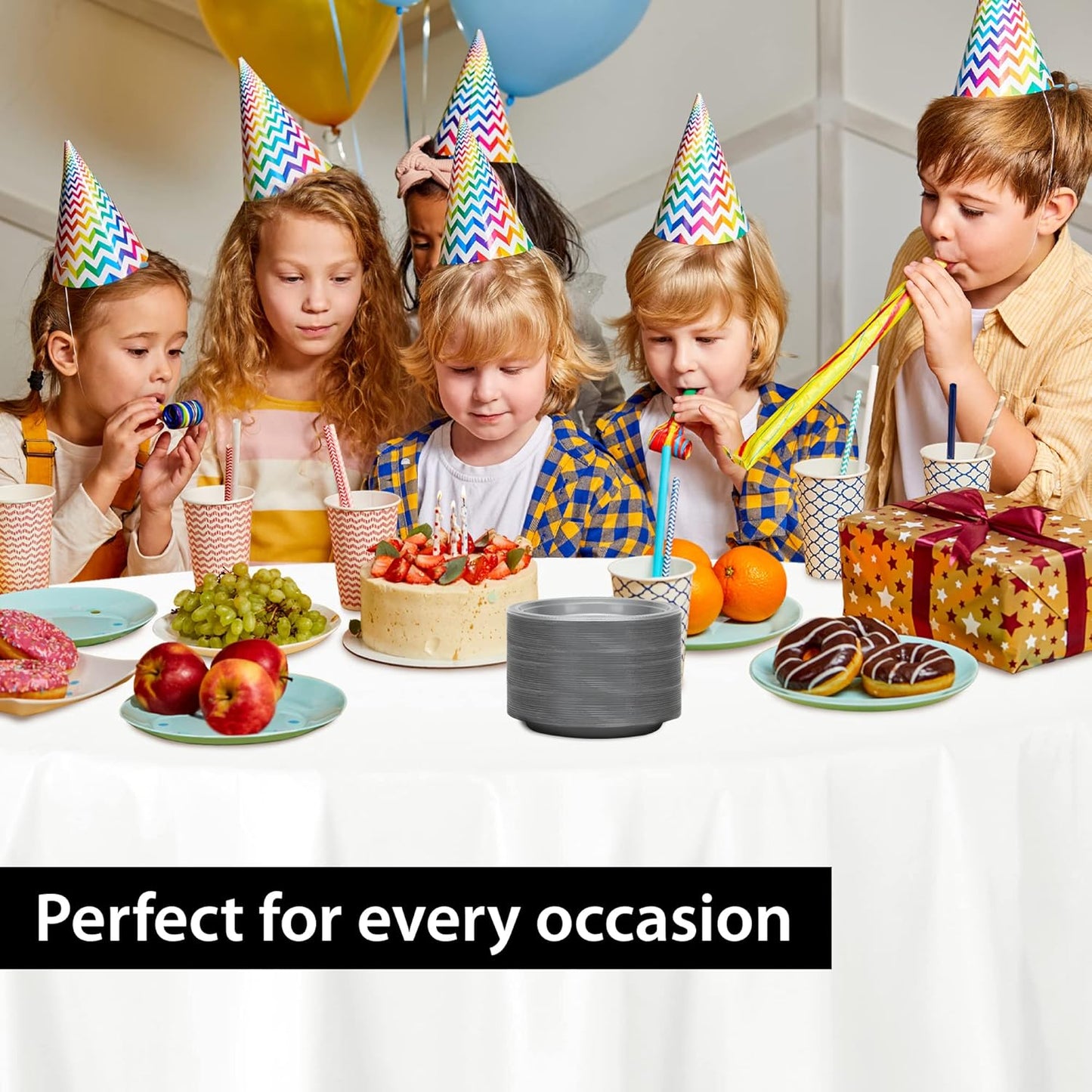 Hanna K. Signature Silver Solid Color Premium Heavy Weight Plastic Appetizer Plate (7") 50 Count - Elegant & Durable, Perfect for Parties, Weddings & Everyday Use