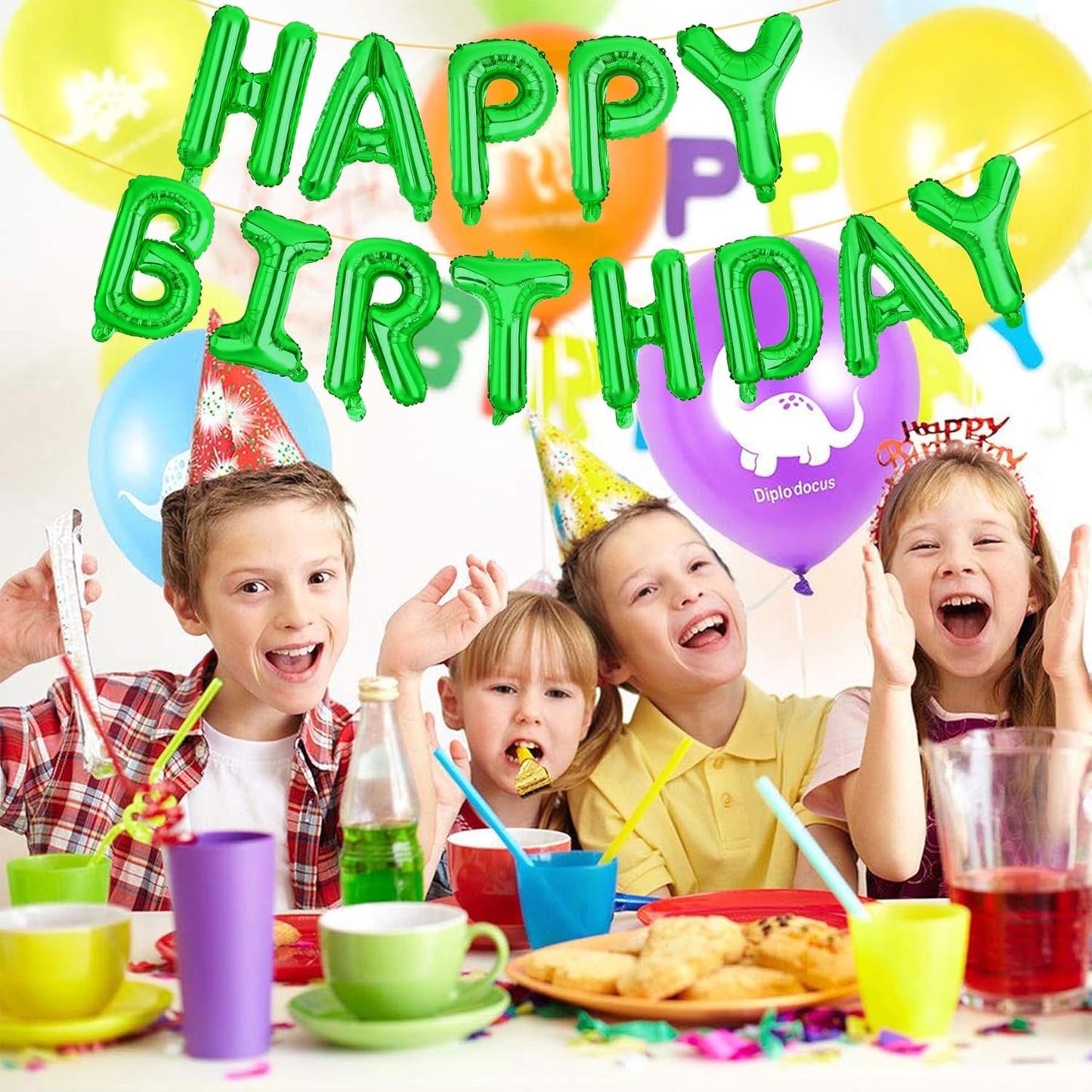 LIOZEOKUN Happy Birthday Balloon Letters 16 inch Mylar Foil Birthday Balloons Banner Sign for Birthday Party Decorations Supplies (Green)