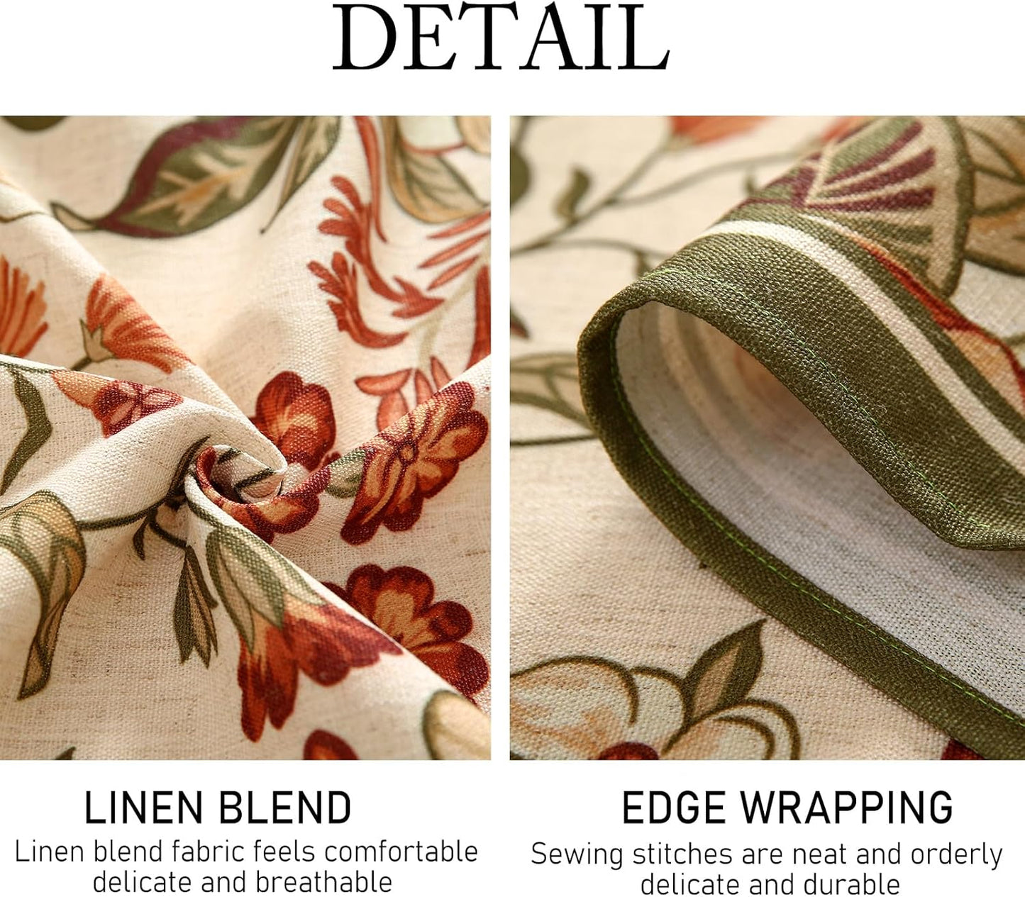 ISAENNE Designer Bohemian Linen Extra Long Tablecloth Rectangle,Colorful Floral Pattern Table Cloth,Wrinkle Resistant Decorative Tablecloths for Dining Thanksgiving Kitchen,67"*118"-Grace A