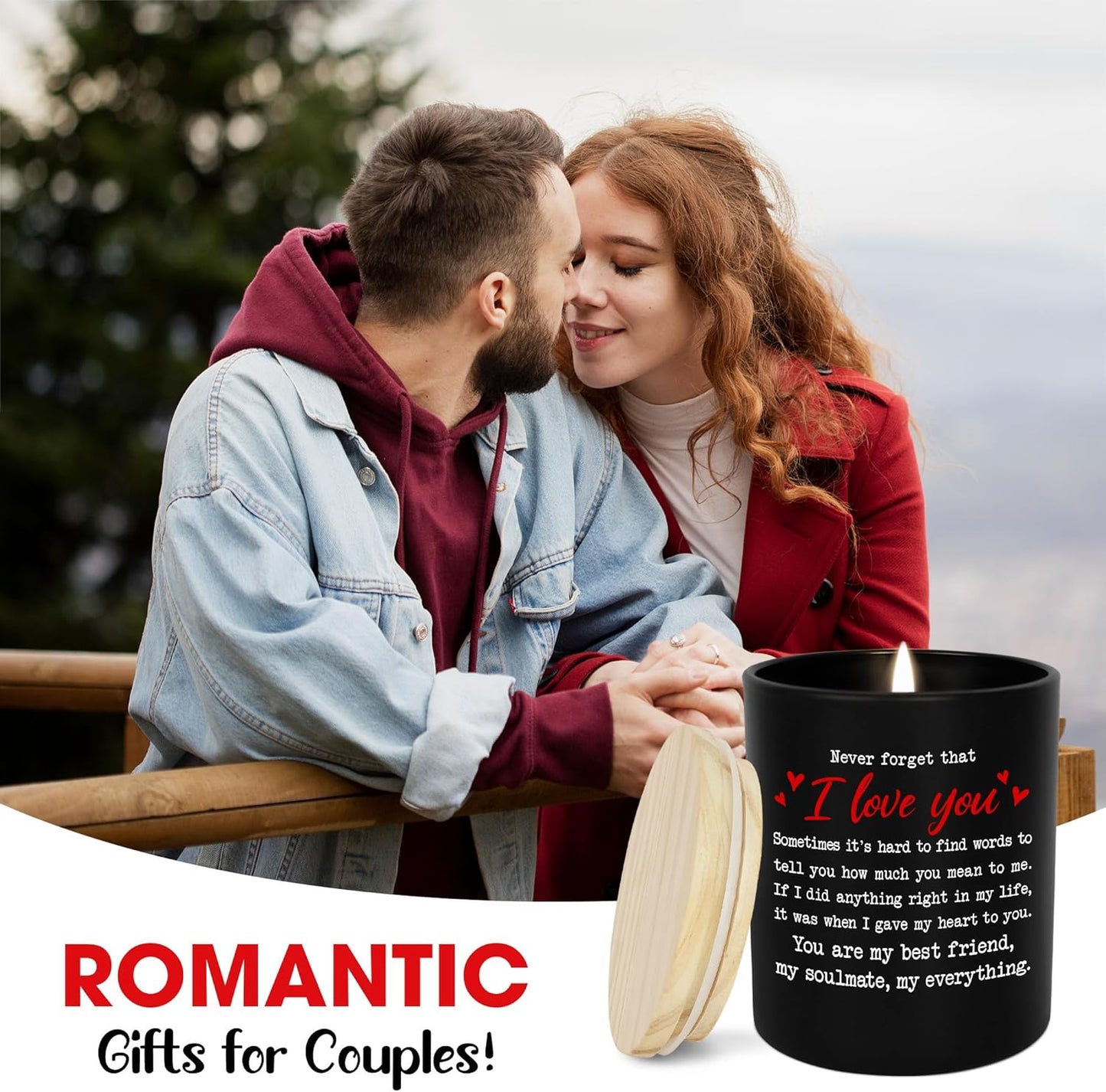 TEEZWONDER Christmas Anniversary Wedding Gifts for Couple - Long Lasting Vanilla Lavender Candle 10 oz - Romantic Gifts for Him Her, Wedding Gift for Women Men, Boyfriend Husband Birthday Gift Ideas