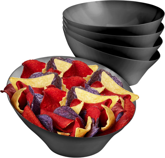 54oz Black Plastic Serving Bowls (4 Pack) Large Disposable Snack Bowl Candy Dishes, Buffet Containers, Chips, Popcorn, Snacks, Punch, Salad Bar, Parties, Office Desk, Bridal Shower, Party Supplies
