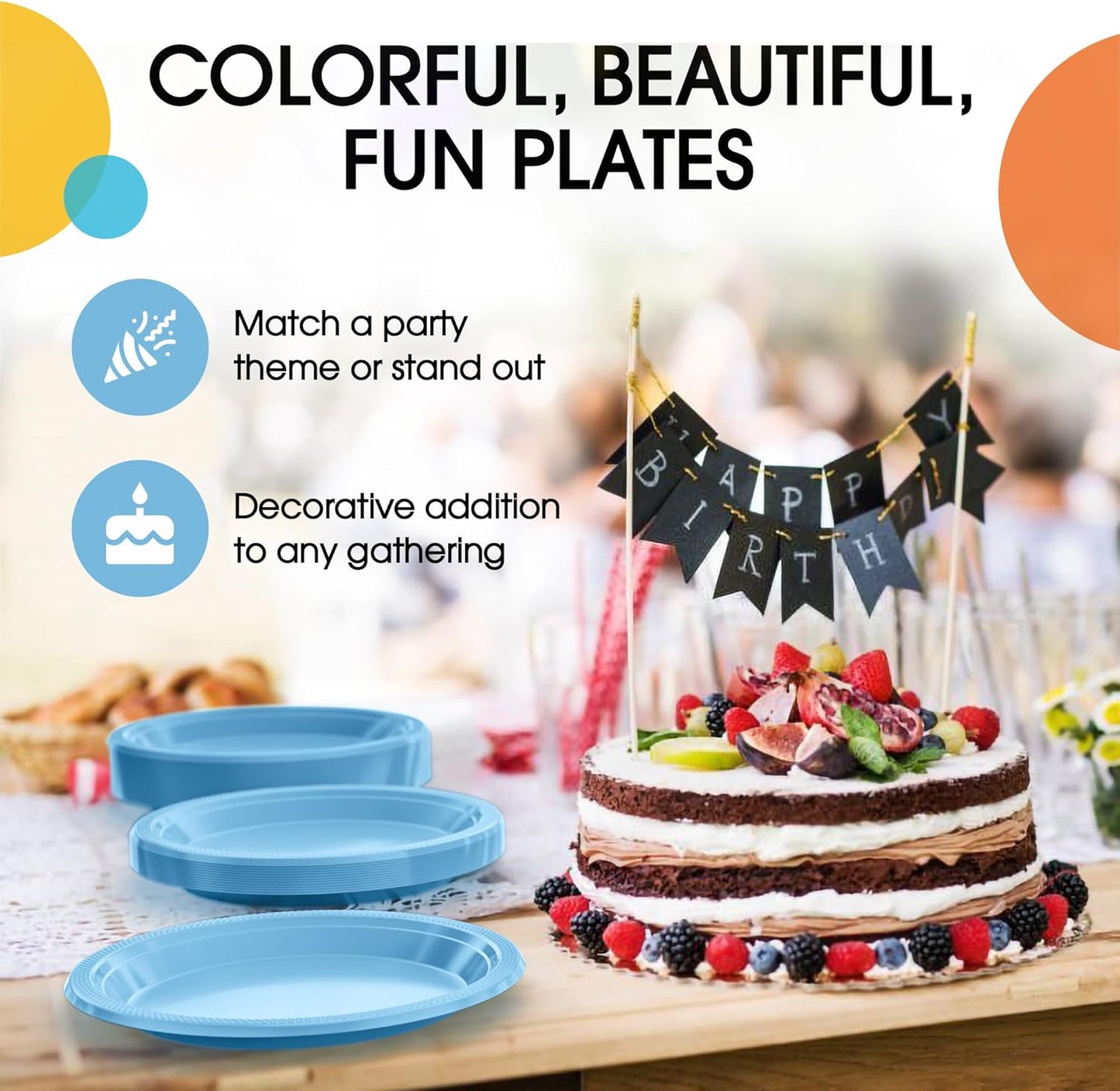 Exquisite Party Solids Light Blue Plastic Plates For Party 7" Light Blue Disposable Plates Heavy Duty 100 Pcs Plastic Dinnerware Sets Heavy Duty 350 GSM Disposable Dinnerware Set