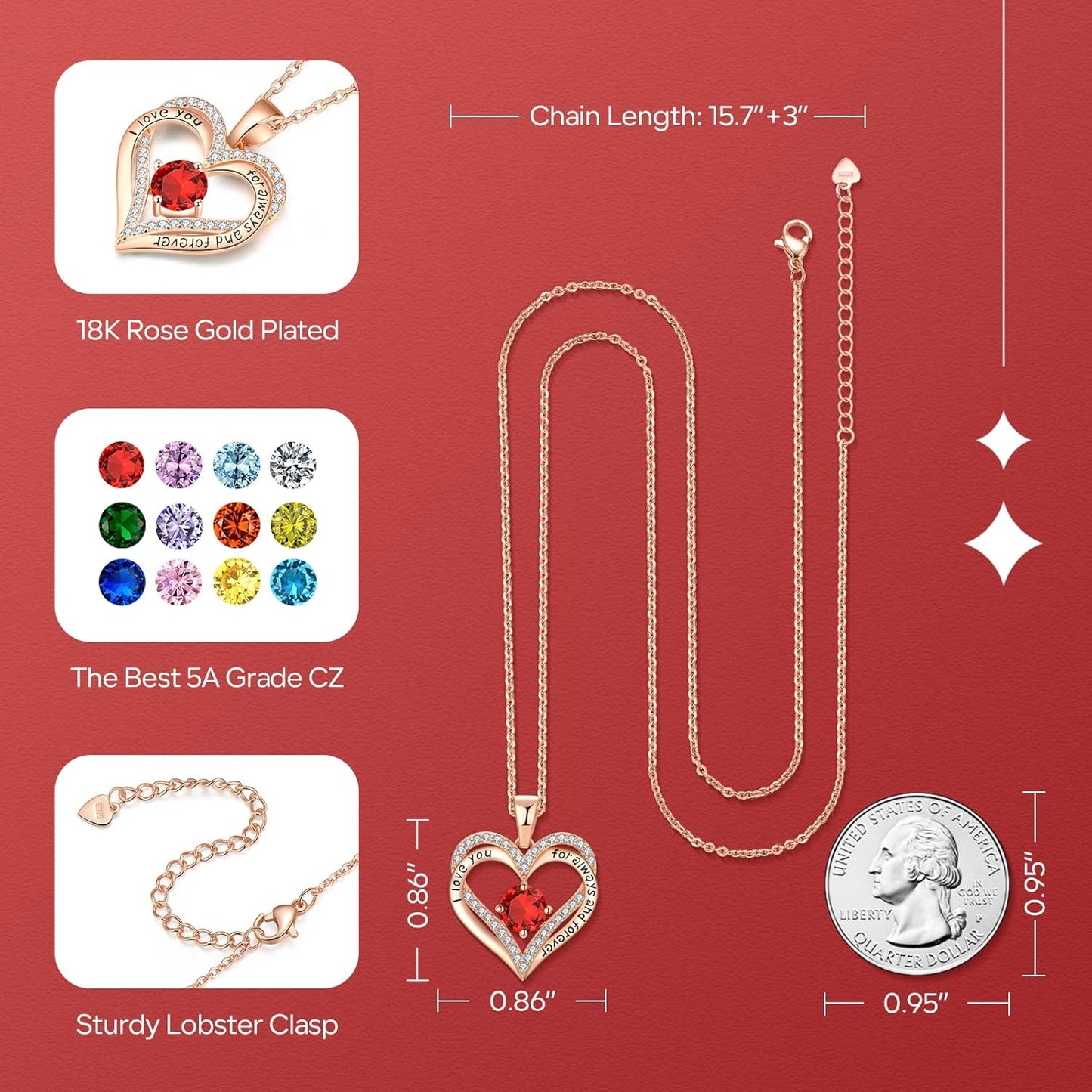 18K Rose Gold Necklaces for Women Birthday Gifts for Women Jewelry for Women Birthday Gifts for Wife Girlfriend Daughter Wife Birthday Gifts for Anniversary Mothers Day Christmas Valentines Gifts