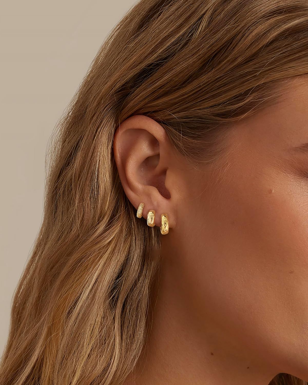 Gold Earrings for Women, 14k Gold Plated Dangle Huggie Earrings for Women Trendy Dainty Gold Hoop Earring Stacks Hypoallergenic Pearl Chain Drop Cartilage Earring Fashion Womens Jewelry