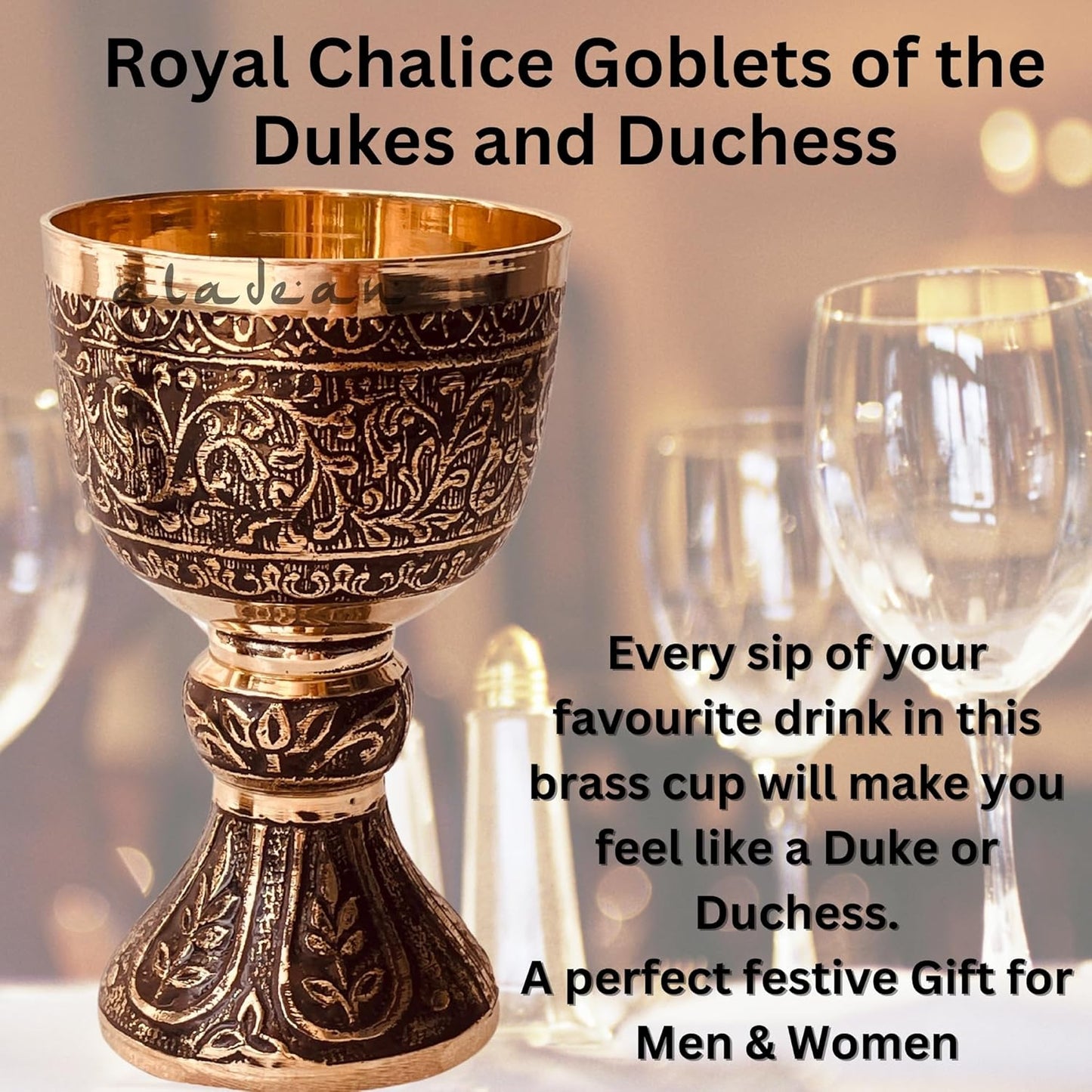 Vintage Chalice Medieval Goblet | 1x Solid Brass Red Wine Glass Cups of Royal King Arthur - Renaissance, Birthday Gifts Christmas Wedding Anniversary Novelty Ceremonial Drinkware (Duke Goblet)