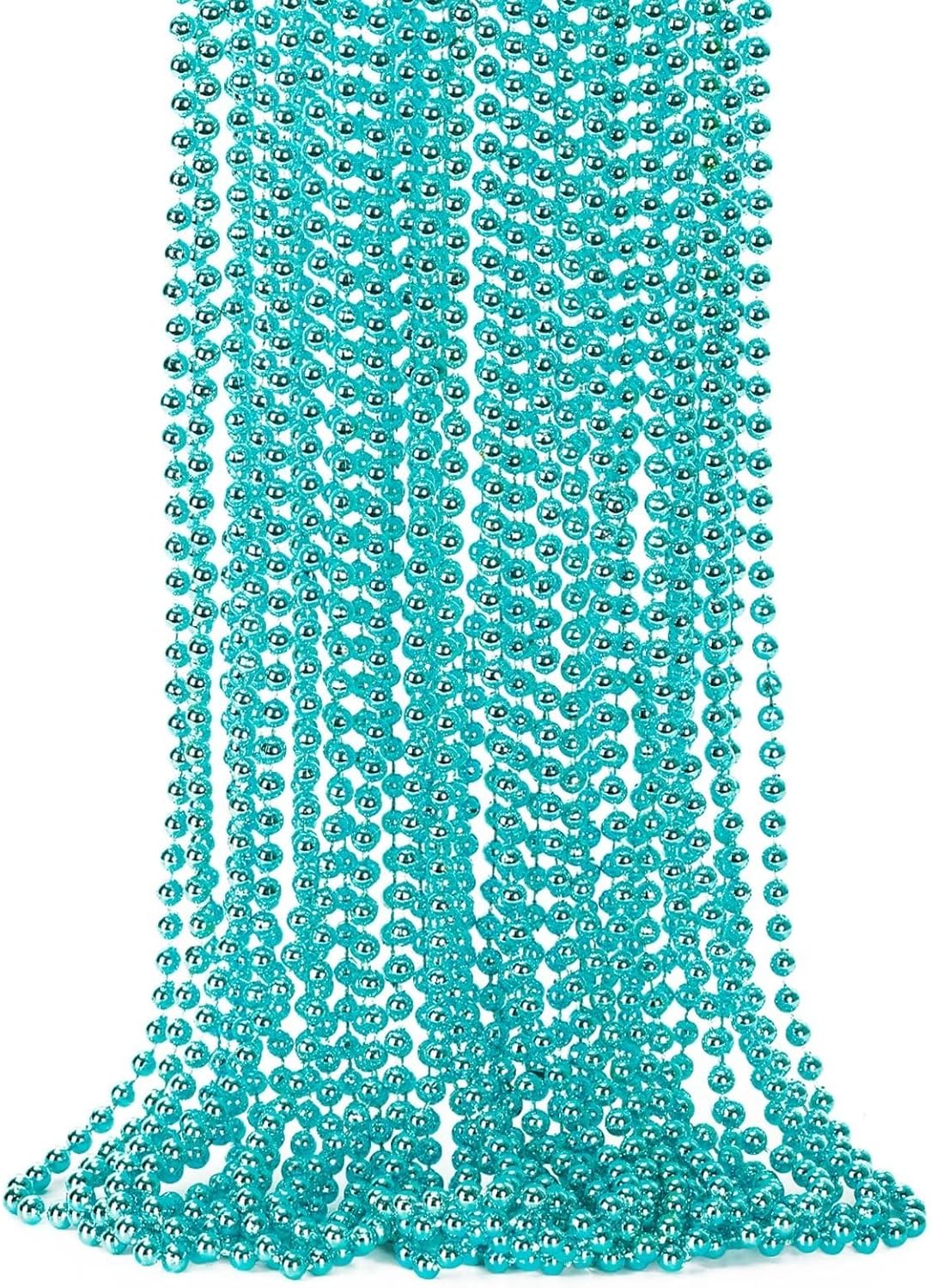 12PCS Mardi Gras Beads, Metallic Blue Bead Necklace Accessory Sets, 33" Mardi Gras Necklace Costumes Bulk, Festival Parade Throw Accessories for Wedding Birthday Gender Reveal Party Supplies Decor