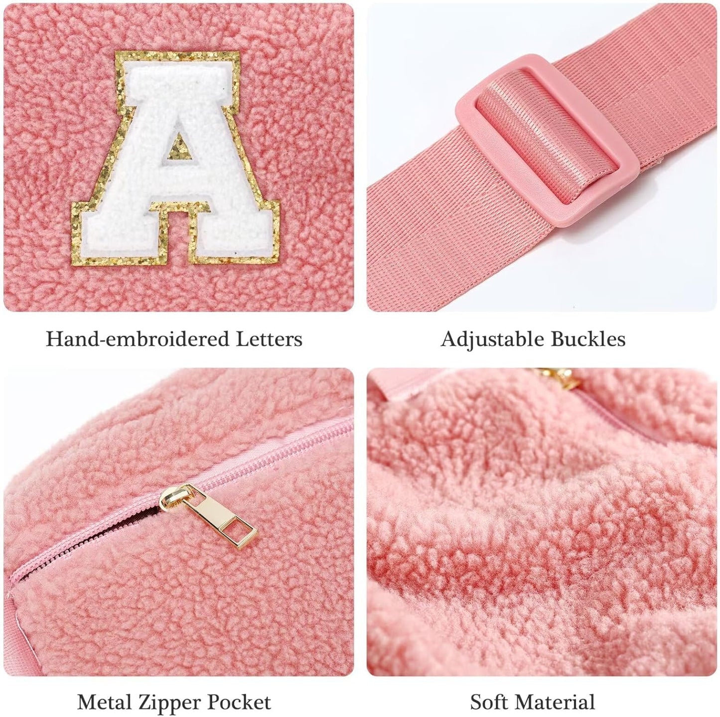 YOOLIFE Bridesmaid Gifts - Bridesmaid Proposal Gift Wedding Day, Bridal Shower Gifts, Maid of Honor Gifts, Fleece Belt Bag Initial Crossbody Bag Khaki B