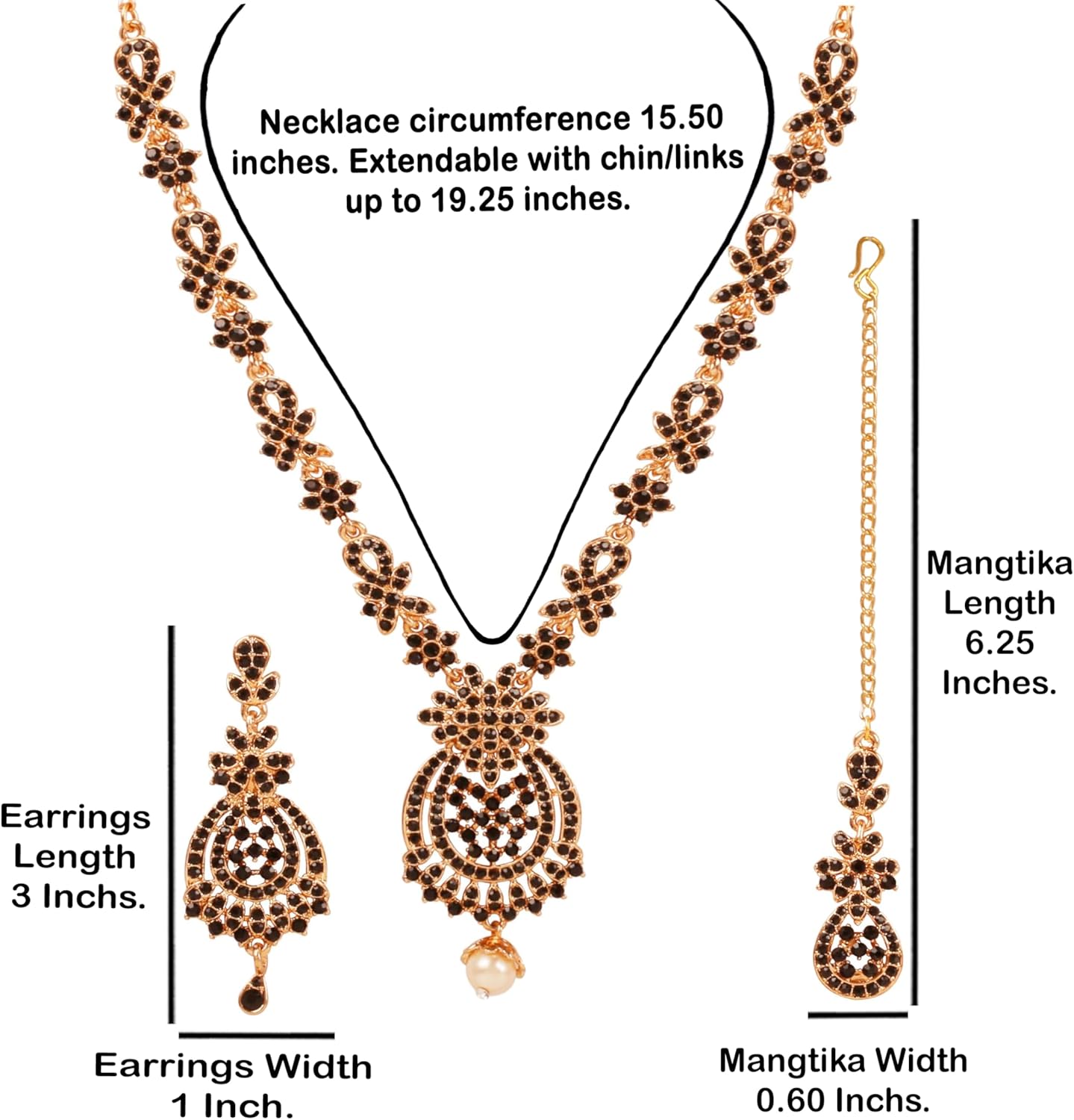 Touchstone Indian jewelry sets for women maang tikka wedding guest gold necklace bollywood jewellery set pageant elegant prom bride accessories western crystal chunky rhinestone necklaces