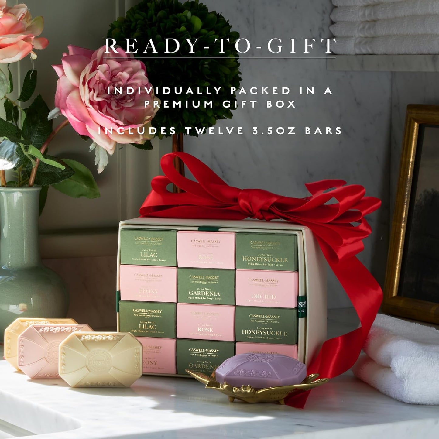 Caswell-Massey Natural Bar Soap Gift Set - Centuries Collection 4 Scent - Plant-Based Formula with Essential Oils - Made in USA - Moisturizing Triple-Milled Body Soap Bars for Men & Women, 12 x 5.8 oz