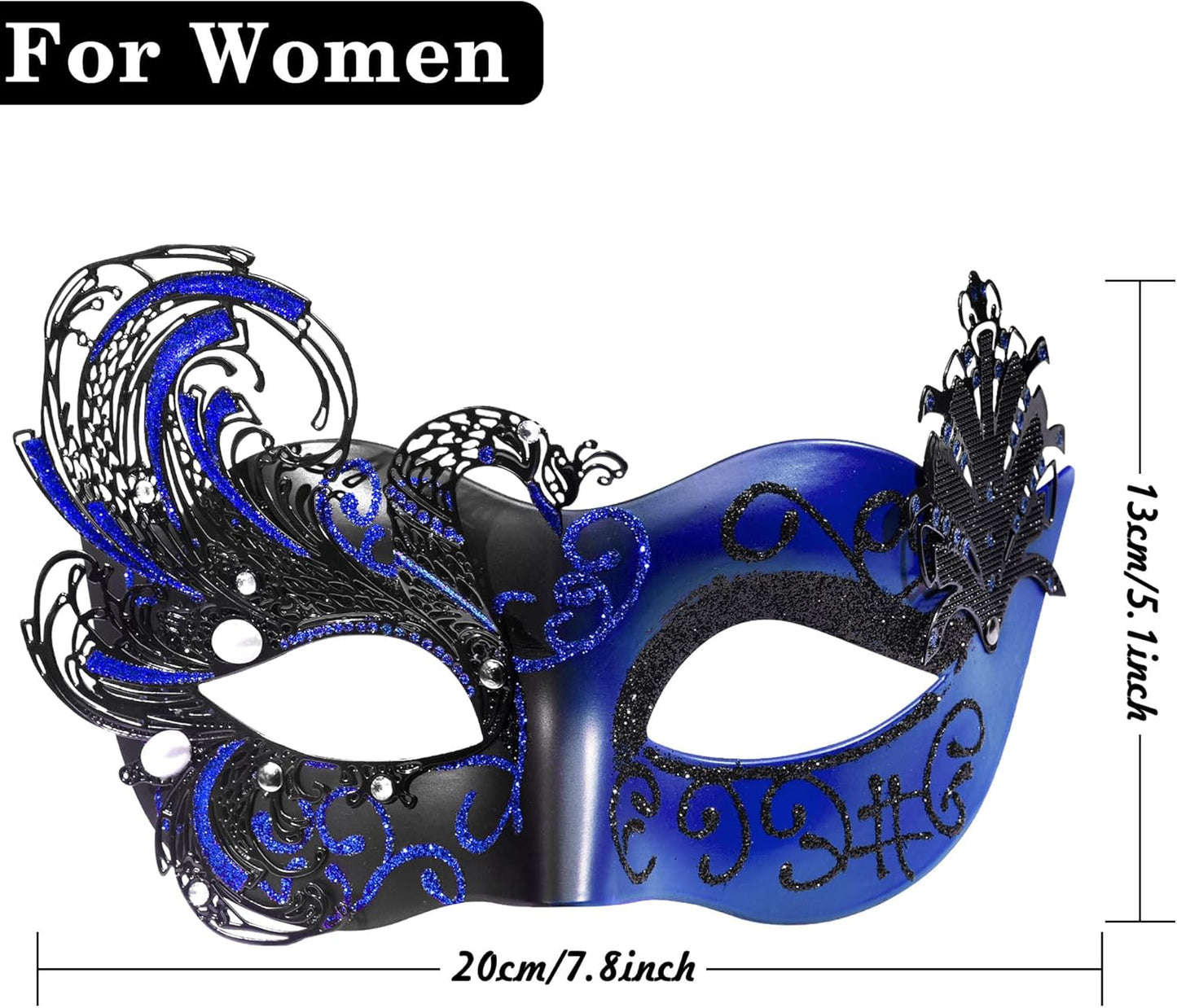 SIQUK Couple Masquerade Masks Metal Venetian Party Mask Halloween Costume Mask Mardi Gras Mask for Couples Women and Men
