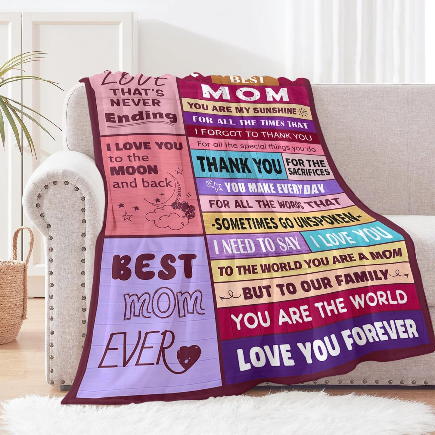Mom Birthday Gifts from Daughter & Son - Best Mom Ever Gifts - Presents for Moms - Christmas Valentines Day Mothers Day Birthday Gift Ideas for Moms - Gift for Mother - To My Mom's Blanket 50"x60"