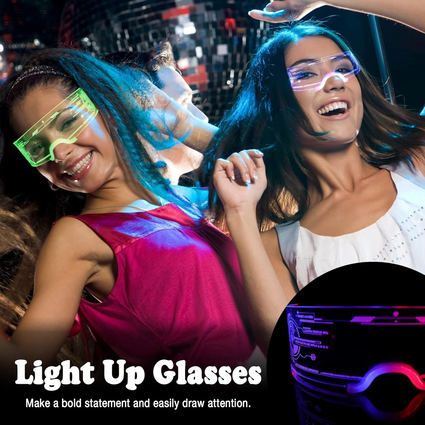 LED Light Up Glasses For Party LED Glasses For Adults Kids Futuristic Sunglasses Cosplay Costume Rave Accessories Glowing Neon Sunglasses,Gifts(Cool Glasses)