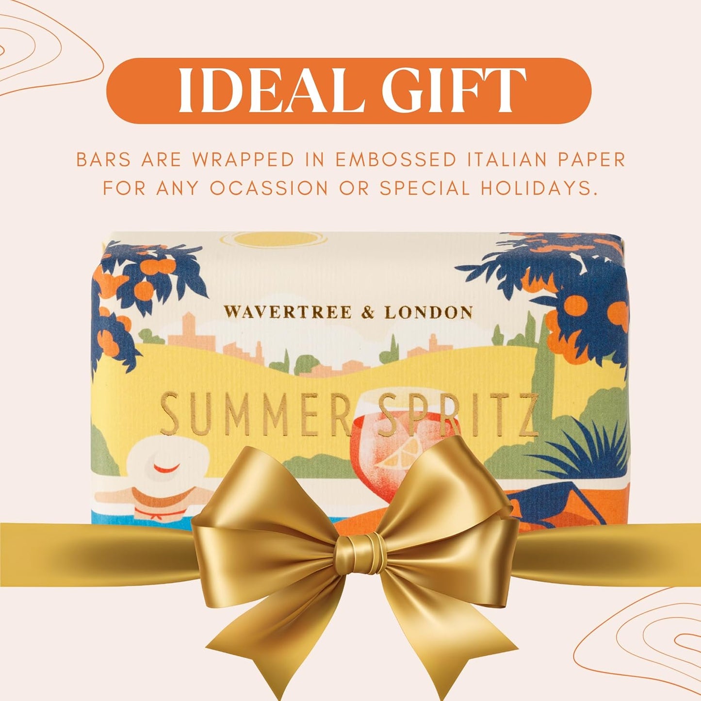 Wavertree & London Summer Spritz Scented Natural Soap (2 Bars), 7oz Moisturizing French Triple Milled Soap Bars enriched with shea butter - Pure Plant Based Bath & Body Bars for All Skin Types