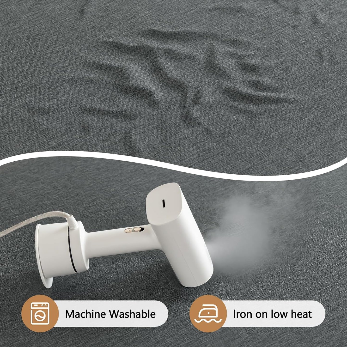 Fabric 60 Inch Grey Round Table Cloth, Faux Linen Textured Stain Resistant & Reusable Circle Tablecloth, Spill Proof for Dinning Kitchen Party