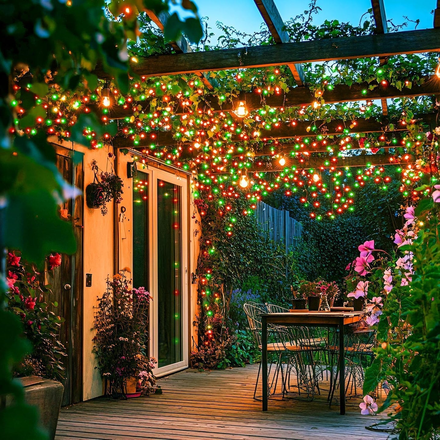 JMEXSUSS 200 LED Red and Green Halloween Lights Outdoor, 66ft Christmas String Lights Indoor Clear Wire Plug in for Bedroom Party Christmas Tree Halloween Decorations