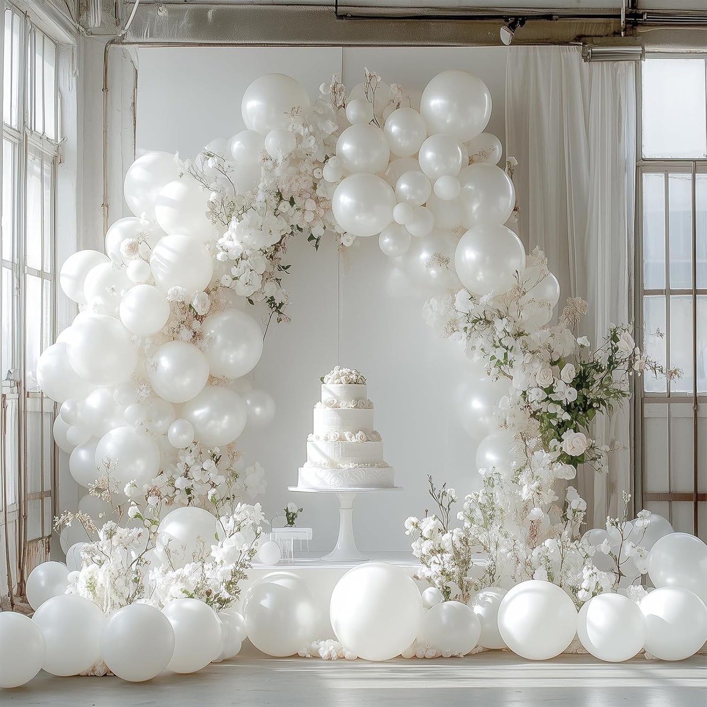 PartyWoo Pearl White Balloons 128 pcs Different Sizes Pack of 18 12 10 5 Inch White Latex Balloon Arch Kit Garland for Wedding Bridal Graduation Baby Shower Birthday Party Decorations White-Z30