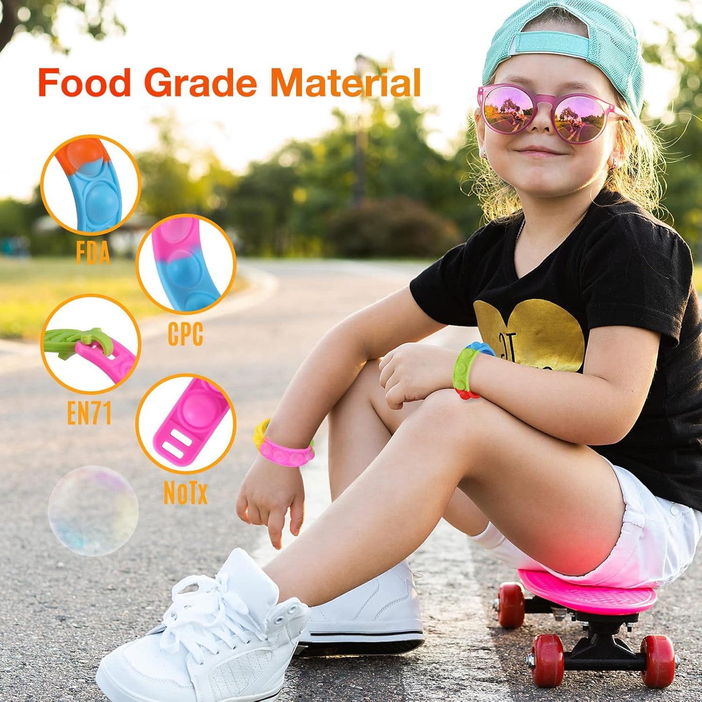 Kids Party Favors Pop Fidget Toys Bulk Its 24 Packs Fidget Bracelet It Birthday Party Favors for Halloween Goodie Bags Stuffers for Kids Classroom Prizes Poppers Student Gifts Girls Boys Trinkets