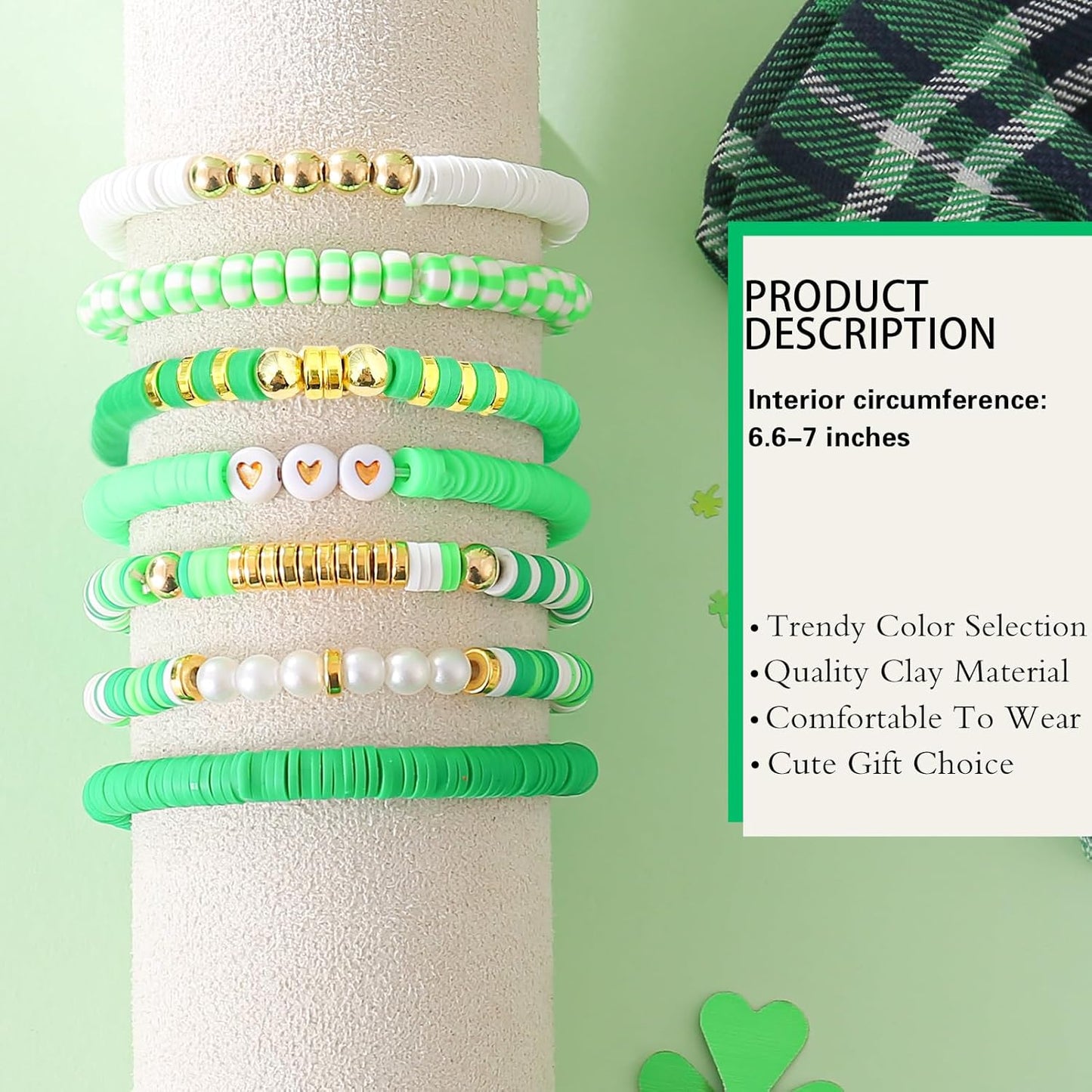 Friendship Bracelets Trendy Heishi Clay Bead Bracelets Stack Gold Beaded Stretch Bracelets for Women Boho Stackable Bracelets Bulk Cute Preppy Jewelry