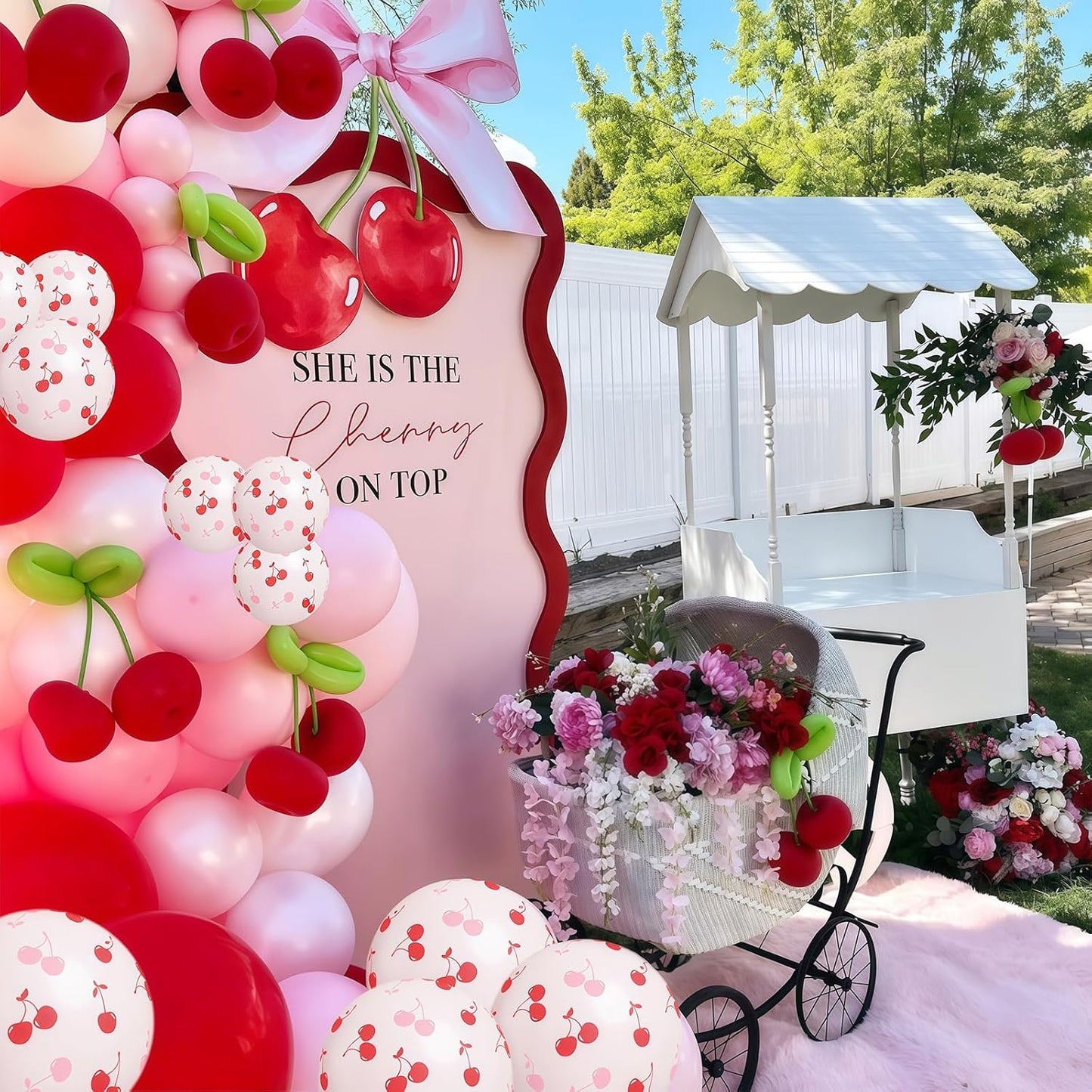 Cherry Balloons, 12 Inch Red and Pink Balloons Cherry on Top Balloon Pastel Baby Pink Matte Red Helium Latex Party Balloon for Girls Women Birthday Bridal Baby Shower Wedding Party Decorations