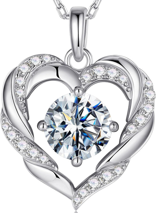 MOOSEA Christmas Gifts for Women Wife, 1-3 Carat D Color VVS1 Clarity Moissanite Heart Pendant Necklaces Anniversary Birthday Gifts for Wife Mom Daughter 925 Sterling Silver Necklace