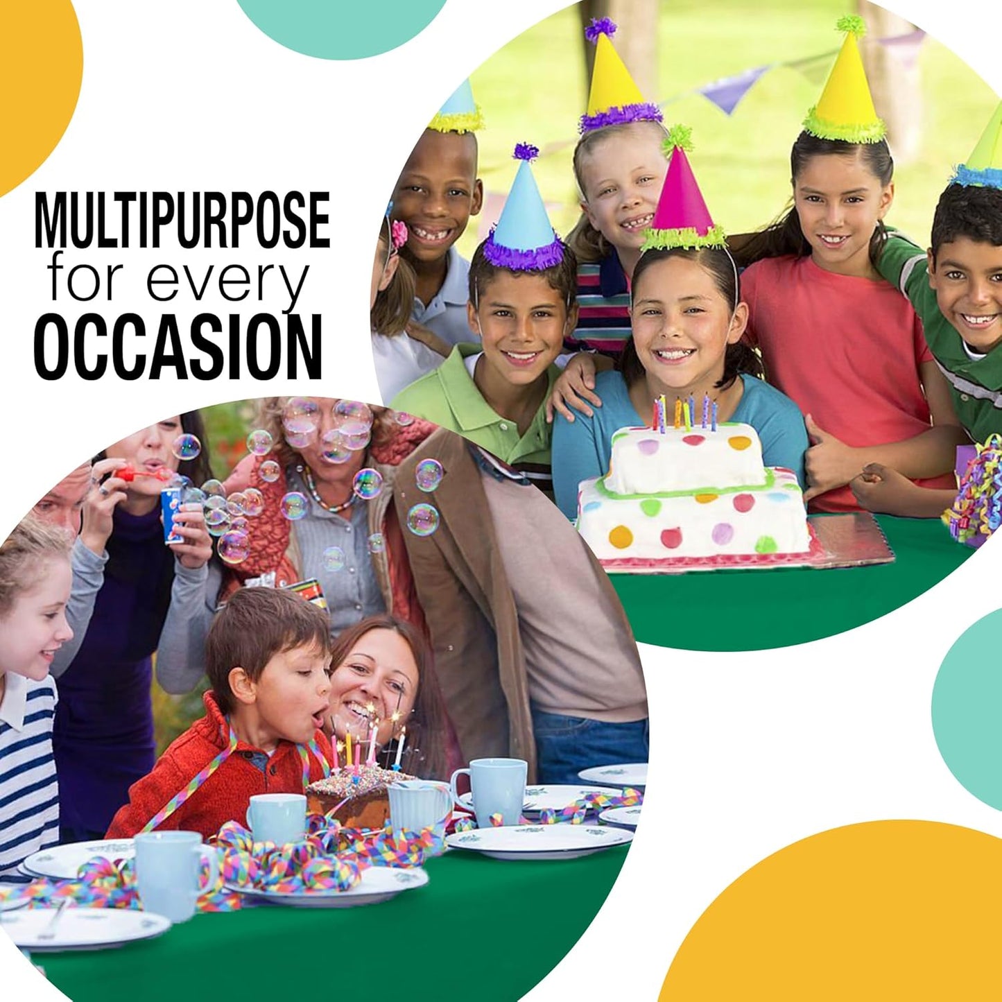 Party Solids 54 Inch X 300 Feet Emerald Green Plastic Table Cover Roll in A Cut - to - Size Box with Convenient Slide Cutter. Cuts Up to 36 Rectangle 8 Feet Plastic Disposable Tablecloths