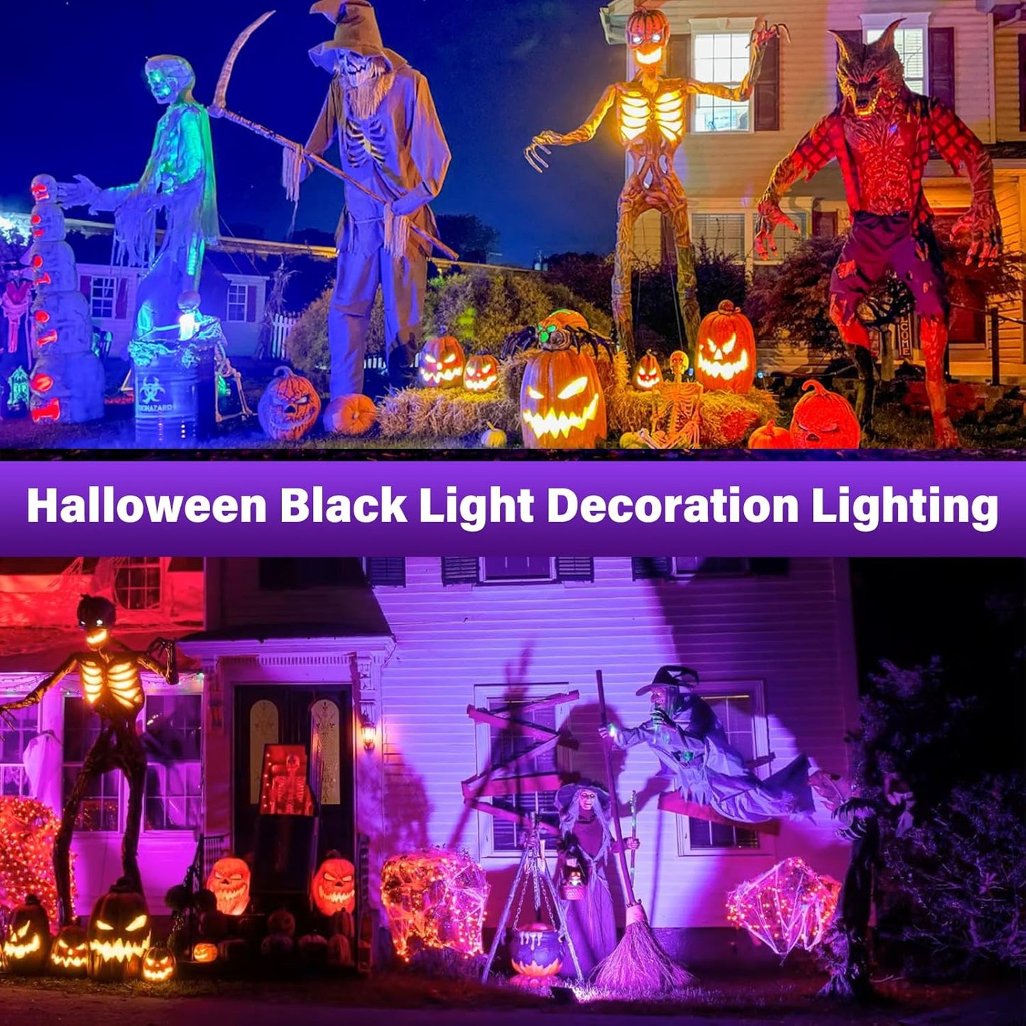 Rechargeable Black Light - Battery-Powered UV Blacklight, Portable,Cordless 395nm Ultraviolet Flood Light for Glow Parties, Night Fishing, UV Paints, Halloween