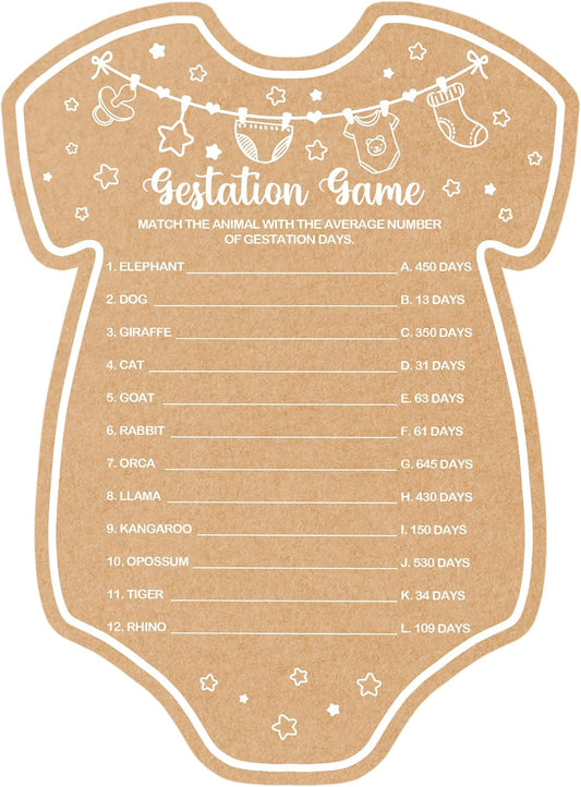 Baby Shower Games, Gestation Game, Baby Shower Game, Set of 30 Cards, Baby Games for Baby Shower, Baby Shower Decorations, Baby Shower Ideas, with Answer Keys