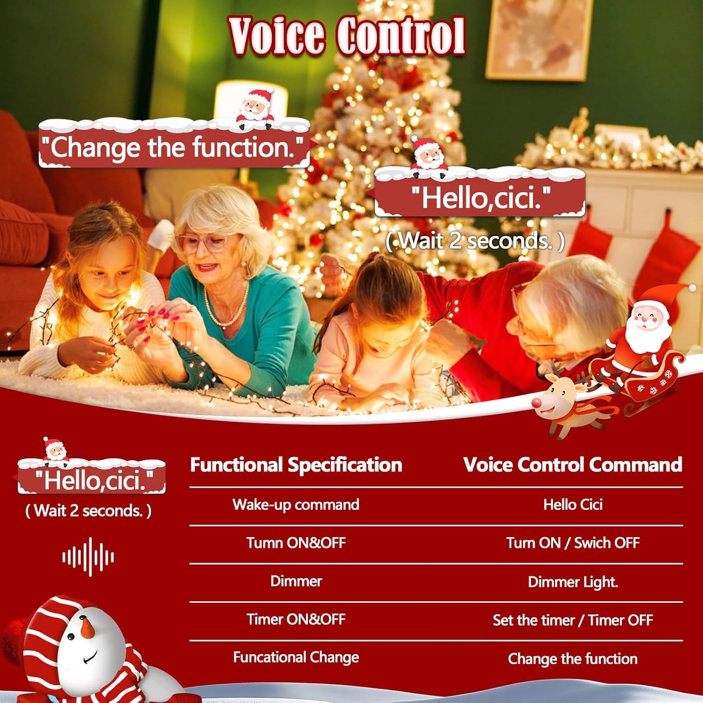 Voice Control 88ft 240LED Smart Christmas String Lights Outdoor/Indoor | String Lights Plug in with Remote, 12Modes, 7Voice Commands & Timers, Christmas Twinkle Light for Xmas Tree Decor (Warm White)