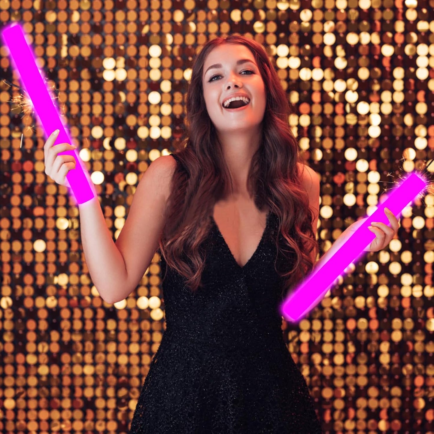 Glow Foam Wand, 36 Pcs Pink Giant LED Light Up Sticks 3 Modes Flashing Glowing Baton Wands Party Supplies for Wedding, Raves,Concert,Birthday,Christmas, Halloween,Sporting Events