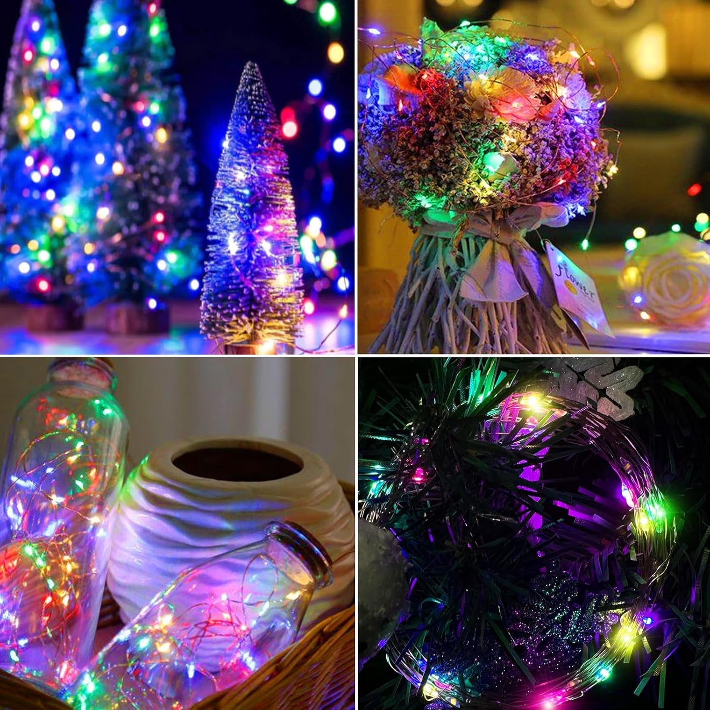 Aogist Led Fairy Lights 3 Modes Battery Operated String Lights Waterproof Silver Wire 7 Feet Firefly Starry Moon Mason Jar Lights for DIY Wedding Party Christmas (Rainbow, 12 Pack)