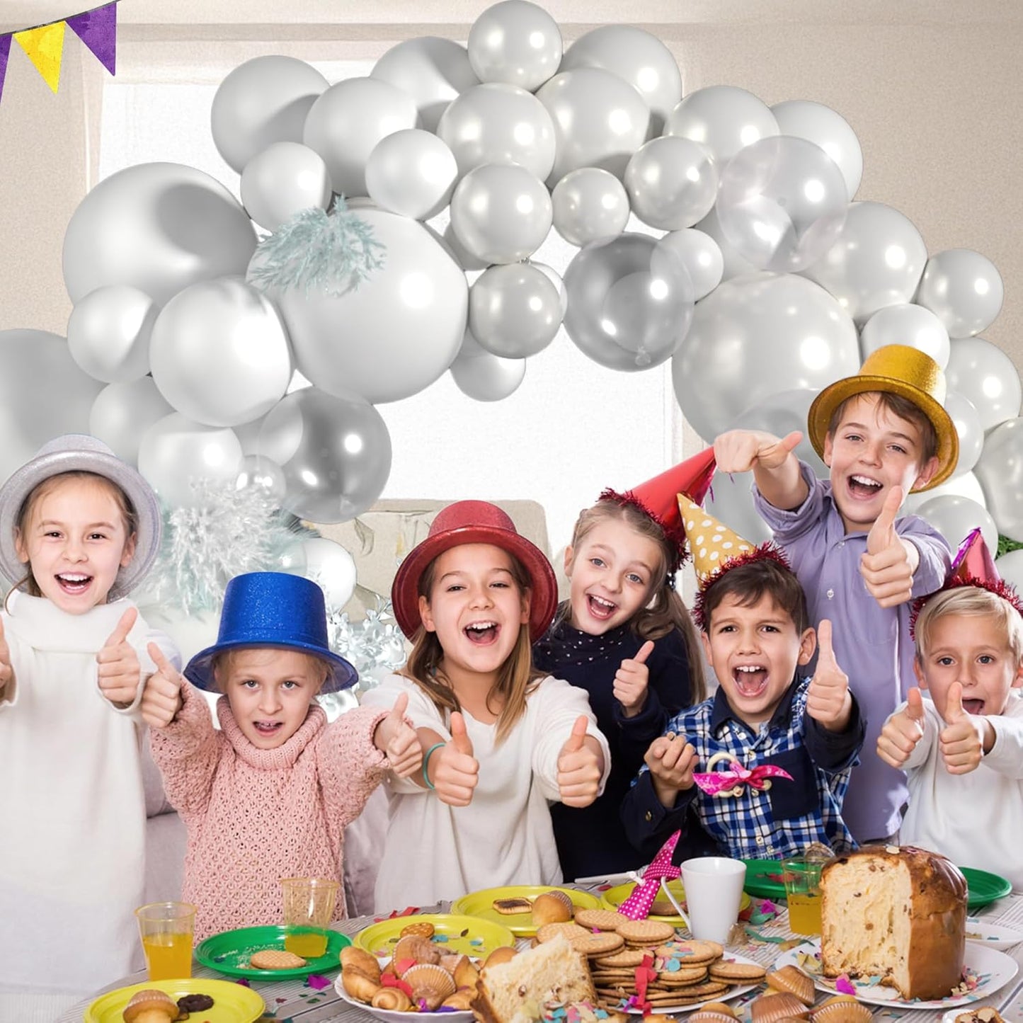 168Pcs Pearl White Balloon Garland Arch Kit, Double Stuffed White Balloons with Pearl Stickers for Birthday Wedding Baby Shower Bridal Shower Engagement Party Decorations