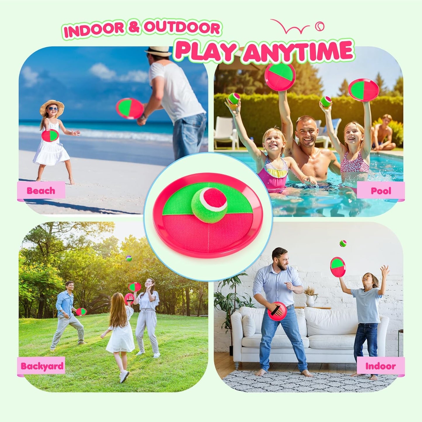 Toss and Catch Ball Set Upgraded - Kids Toys Outdoor Games for Whole Family - Water-Resistant Great for Beach Pool Yard Games - Classic Gift for Boys Girls 3 4 5 6 7 8 9 10 11 12+ Years Old