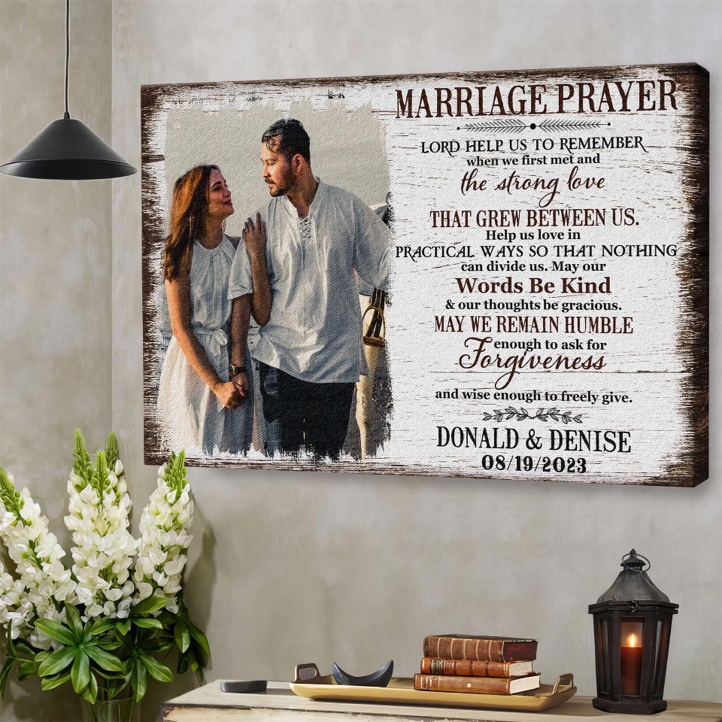 Dem Canvas Personalized Canvas Prints, Custom Photo And Name, Wedding Gifts For Couple, Anniversary Valentine Gift, Marriage Prayer Canvas, Engagement Gift, Christmas Gifts for Her (18x12)
