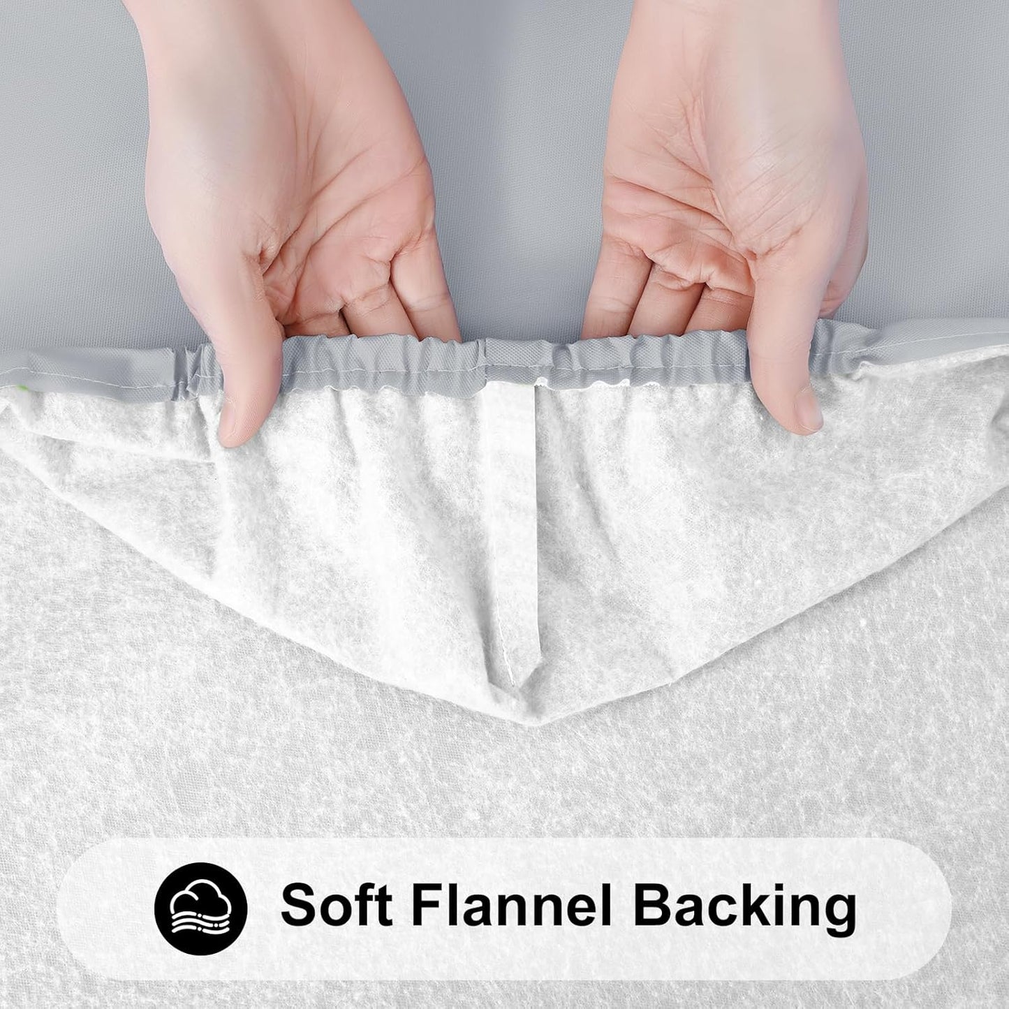 Smiry Rectangle Tablecloth, Elastic Fitted Flannel Backed Vinyl Tablecloths for 6ft Folding Tables, Waterproof Wipeable Table Covers for Indoor, Outdoor, Picnic and Camping (Light Grey, 30"x72")