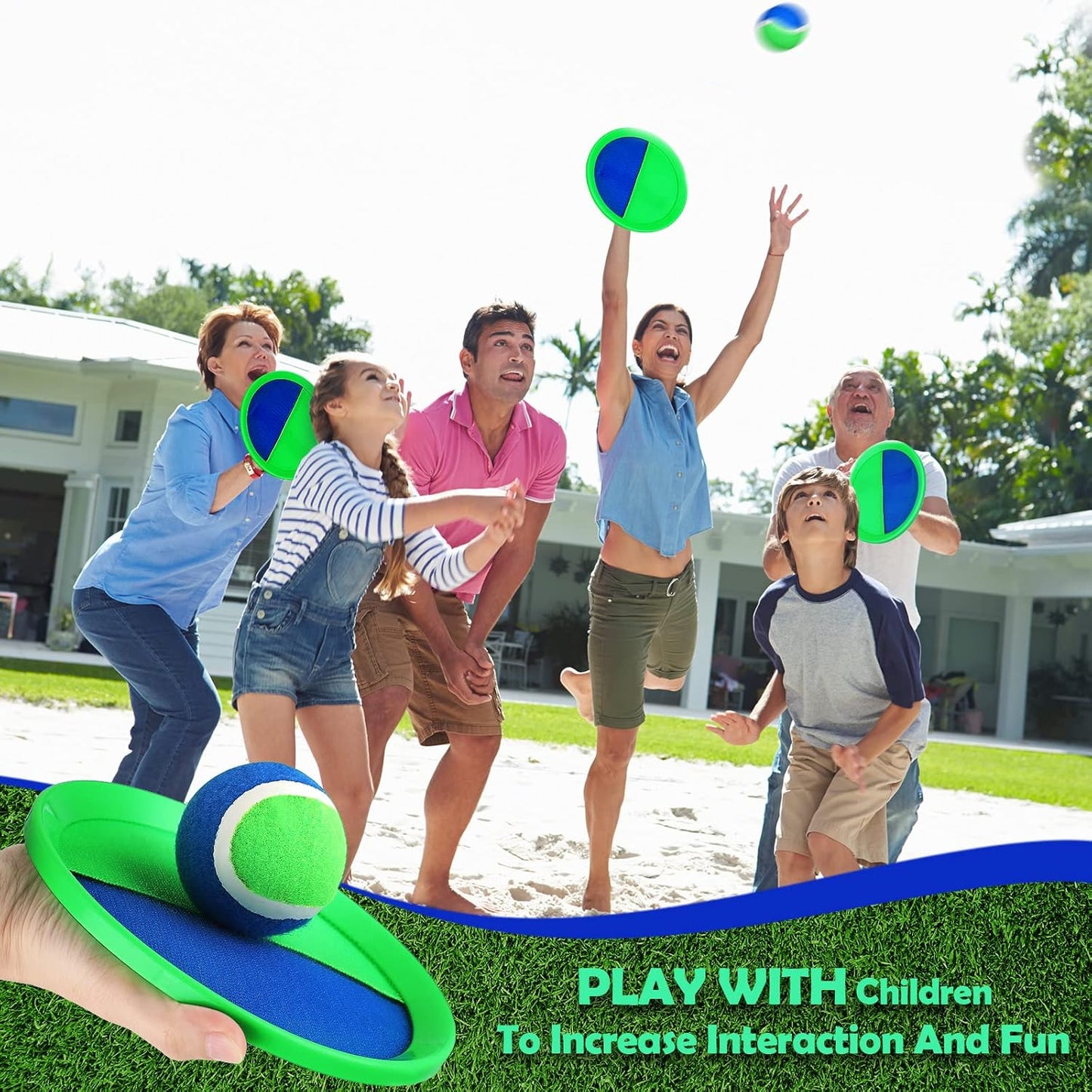 Charniol Kids Toys Toss and Catch Game Set 12 Paddles 6 Balls Beach Game Outdoor Ball Sports Games Toss and Catch Ball Set with Paddles Ball Nylon Catch Toys for Kids Adults