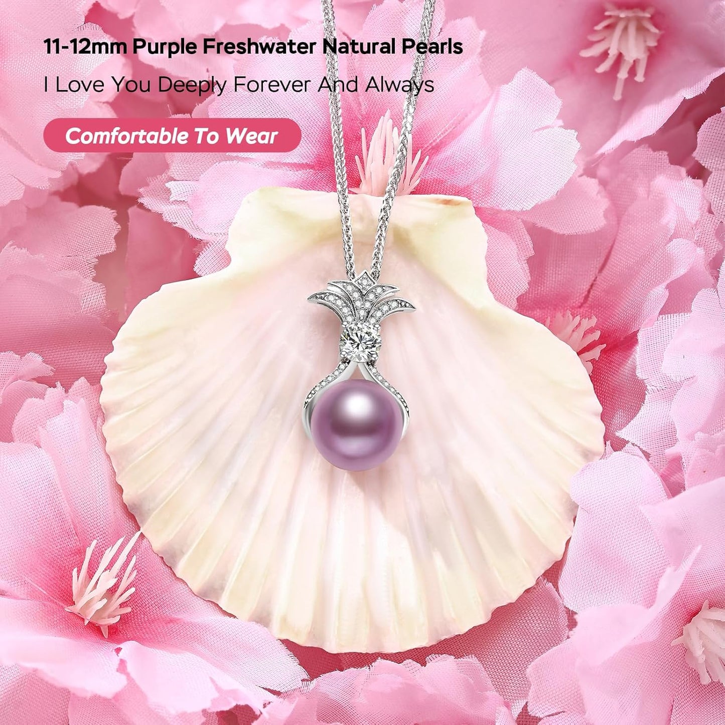 Gifts for Wife Women Anniversary -Pearl Necklace -Mom Girlfriend Her Fine Jewelry Mothers Day Valentines Christmas Birthdays Gift