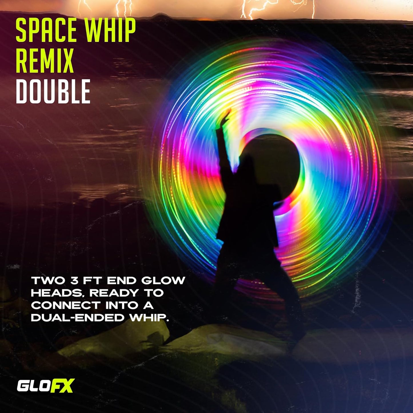 Double Space Whip Remix - [Programmable Led Fiber Optic Whip] 360° Swivel - Super Bright Light Up Rave Toy | EDM Pixel Flow Lace Dance Festival