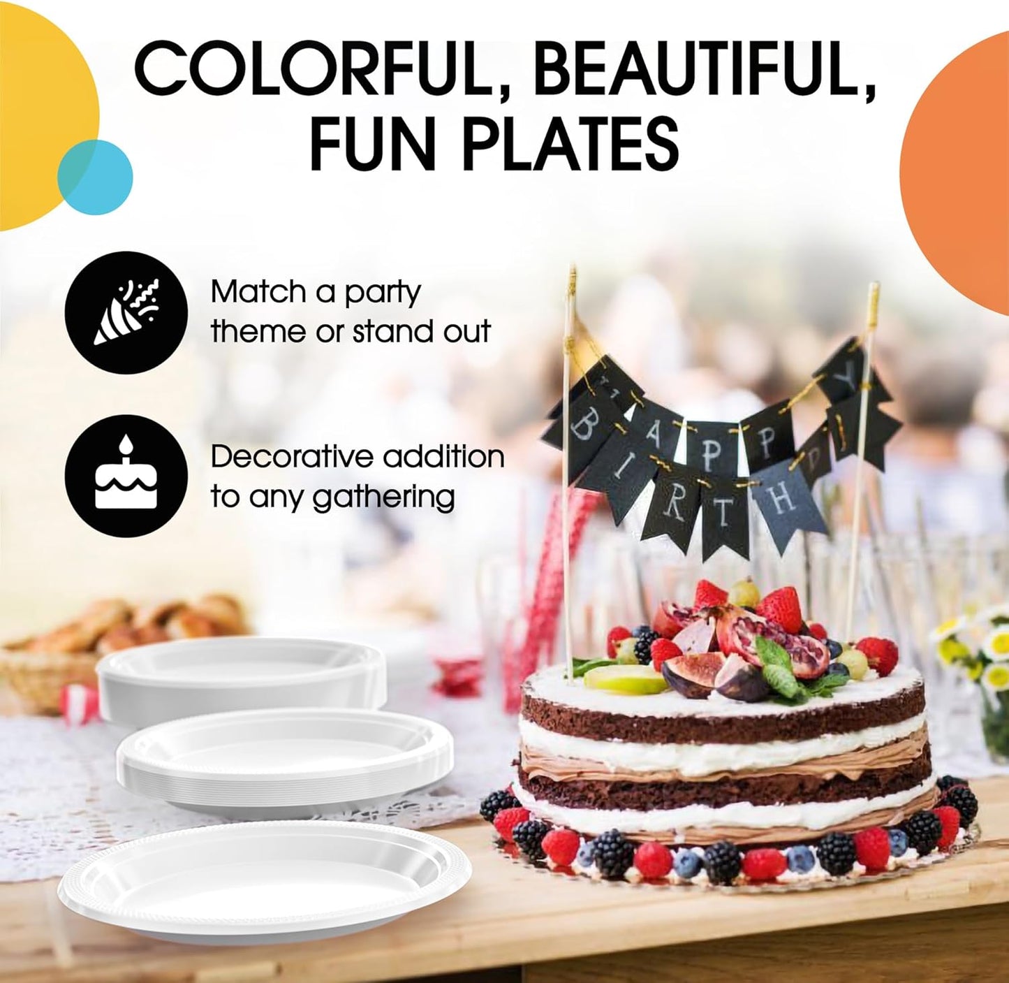 Exquisite Party Solids White Plastic Plates For Party 7" White Disposable Plates Heavy Duty 100 Pcs Plastic Dinnerware Sets Heavy Duty 350 GSM Disposable Dinnerware Set