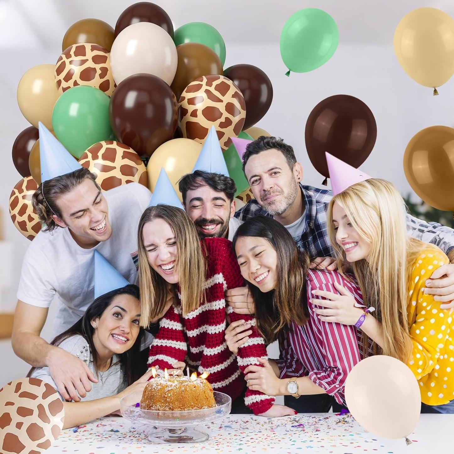 Green Brown Balloons, 50PCS 12Inch Safari Jungle Balloon with Sage Green Brown Gold Cream Balloons Retro Khaki Apricot for Giraffe Woodland Animal Baby Shower Birthday Wild Party Decorations