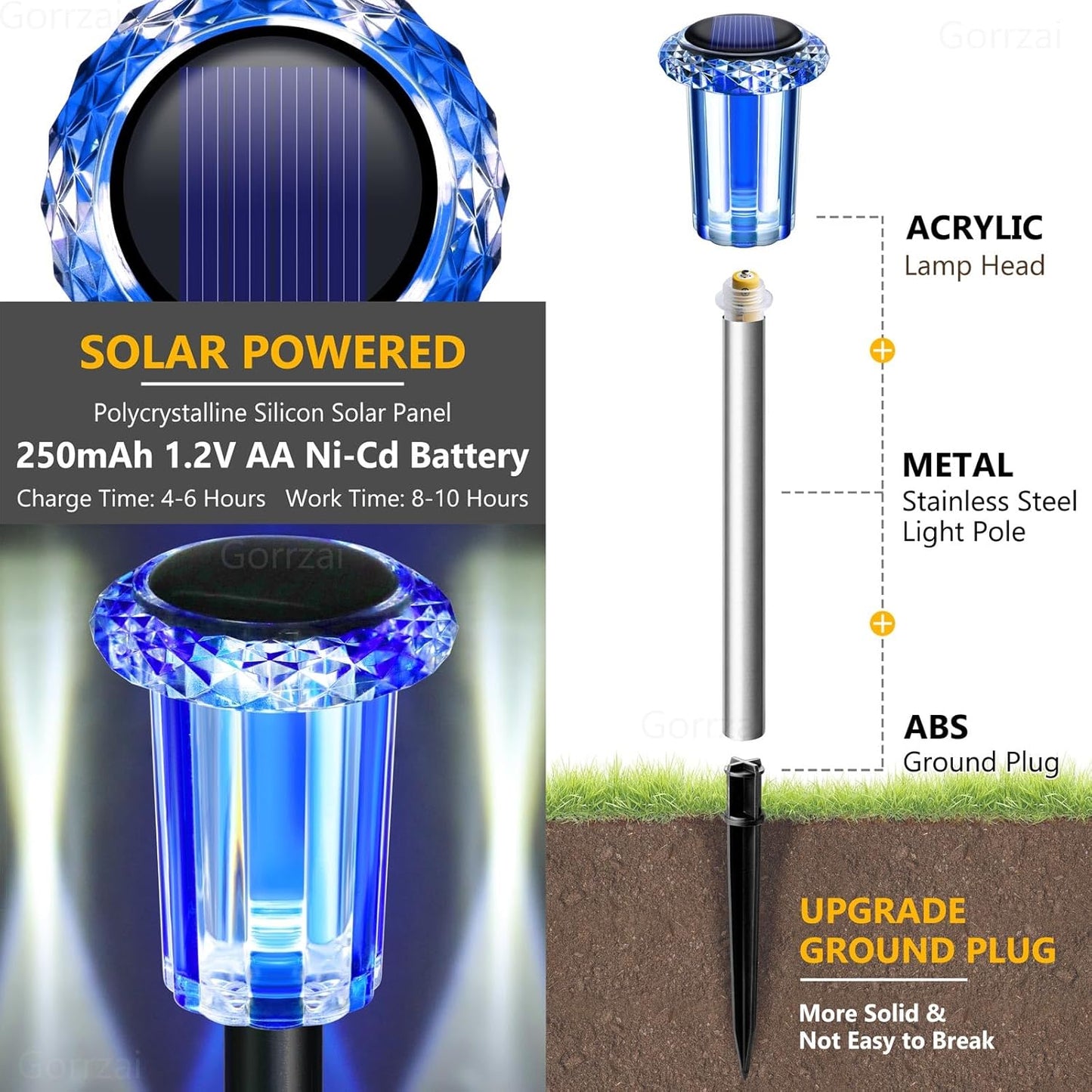 Solar Christmas Lights Outdoor Decorations 10 Pack Multicolor LED Stainless Steel Stake for Pathway Yard Garden Driveway Landscape Walkway Lighting Solar Powered Outside Holiday Decor