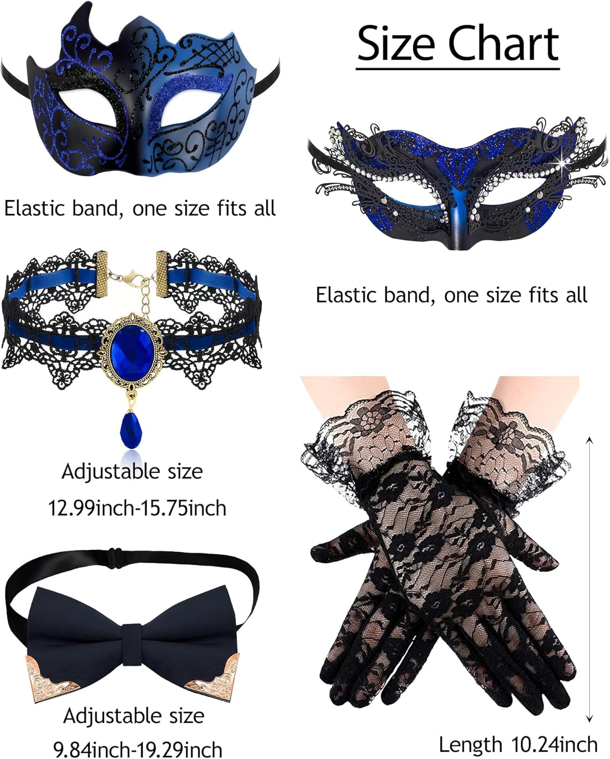 Masquerade Mask for Couples Women Men Set Halloween Mardi Gras Venetian Lace Masquerade Mask Costume Accessories