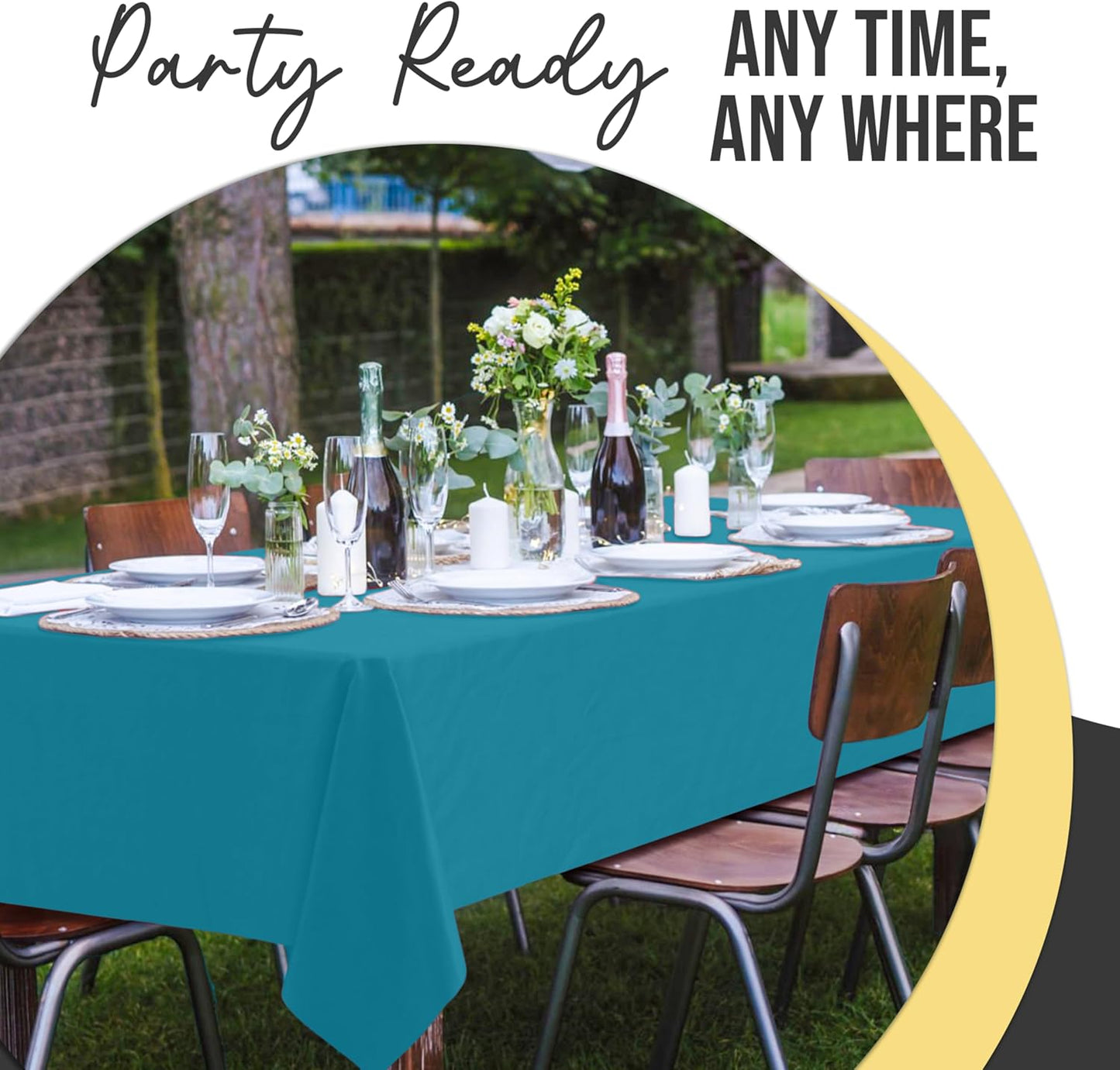 Exquisite 66% Thicker Premium Plastic Table Cloth Rectangle Table Cover 0.5 Mil 6 Pack Turquoise Table Cloth 54 Inch x 108 Inch Disposable Tablecloth Won't Tear Easily Like Cheap Thin Brands