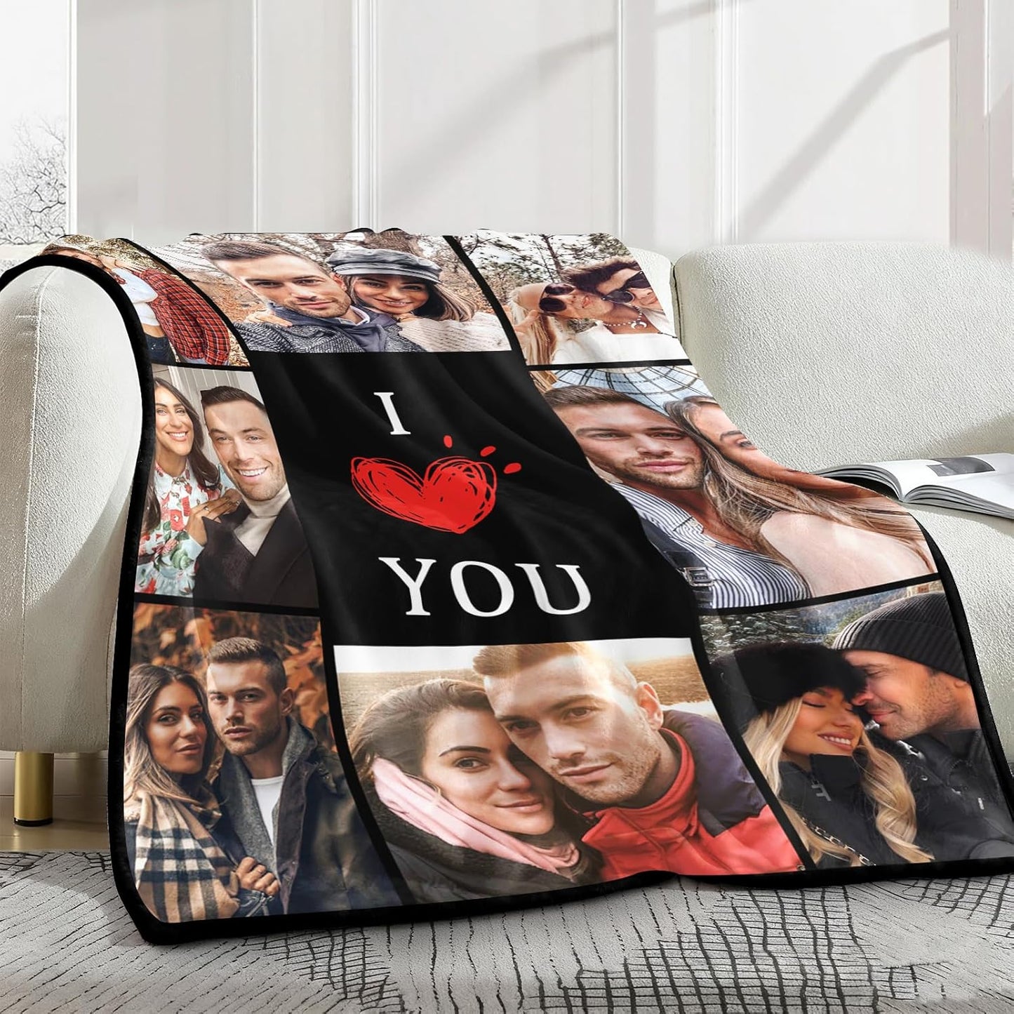 Yofair Ships Next Day, Custom Blanket with Picture Anniversary Wedding Gifts for Women Men Personalized Photo Blankets I Love You Couple Gift for Boyfriend Girlfriend Wife Husband
