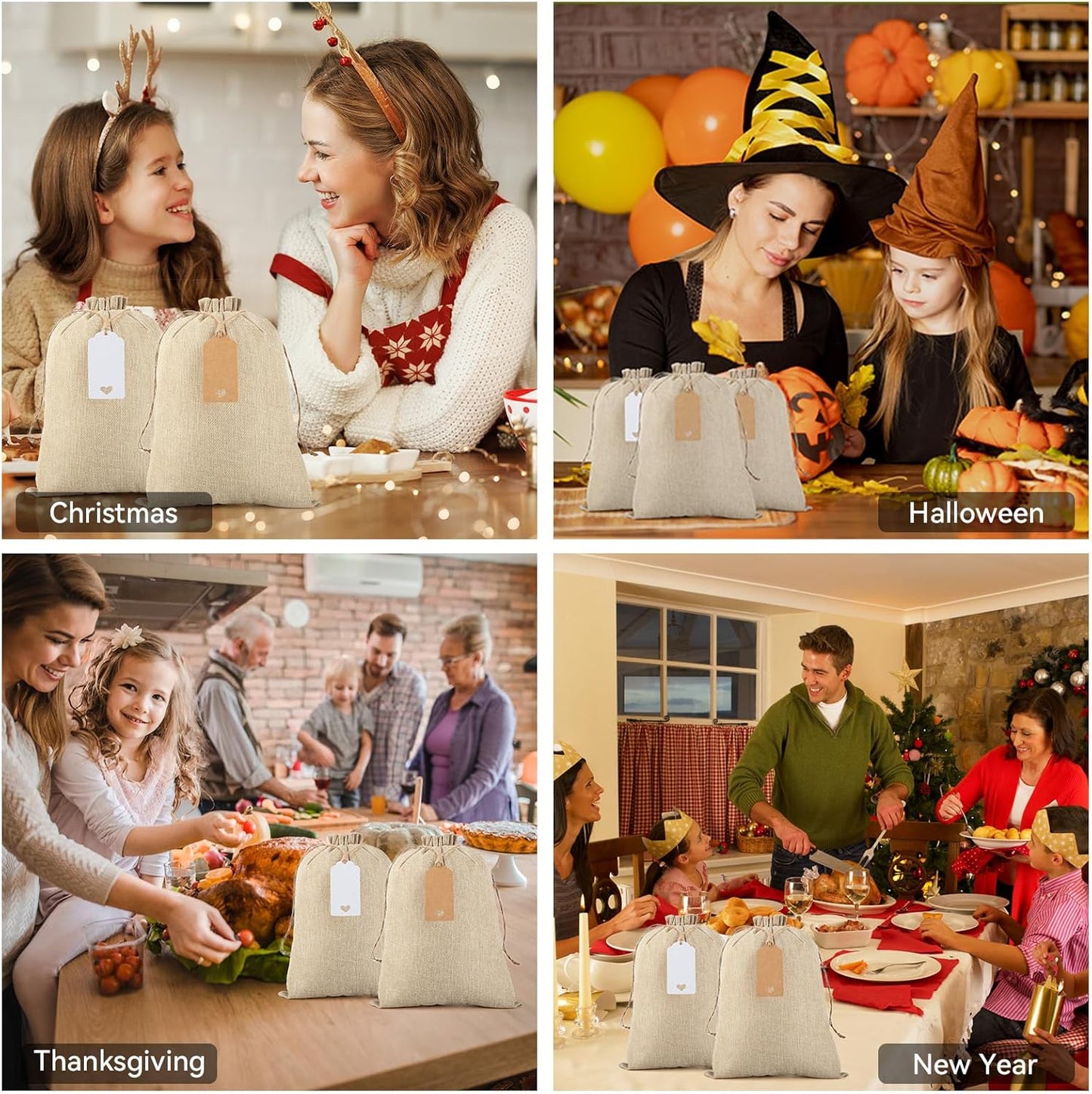 Burlap Bags in Bulk with Drawstring - 20Pcs 10x14 Favor Sacks for Wrapping Christmas or Thanksgiving Gifts, Clothes, Breads, For Birthday, Wedding, Rodeo Themed Party, Household Use